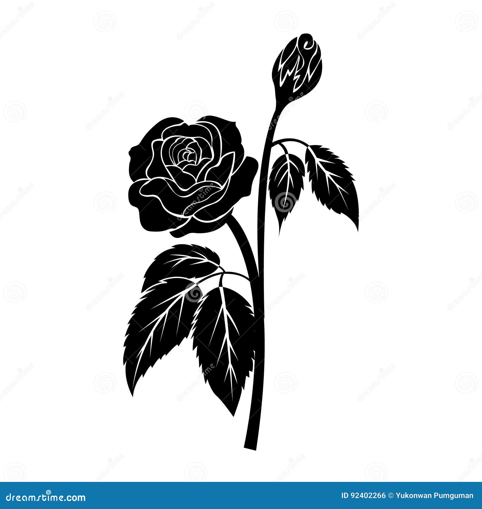 Isolated Black Roses Illustration, Sign of Love Symbol, Vector Stock ...