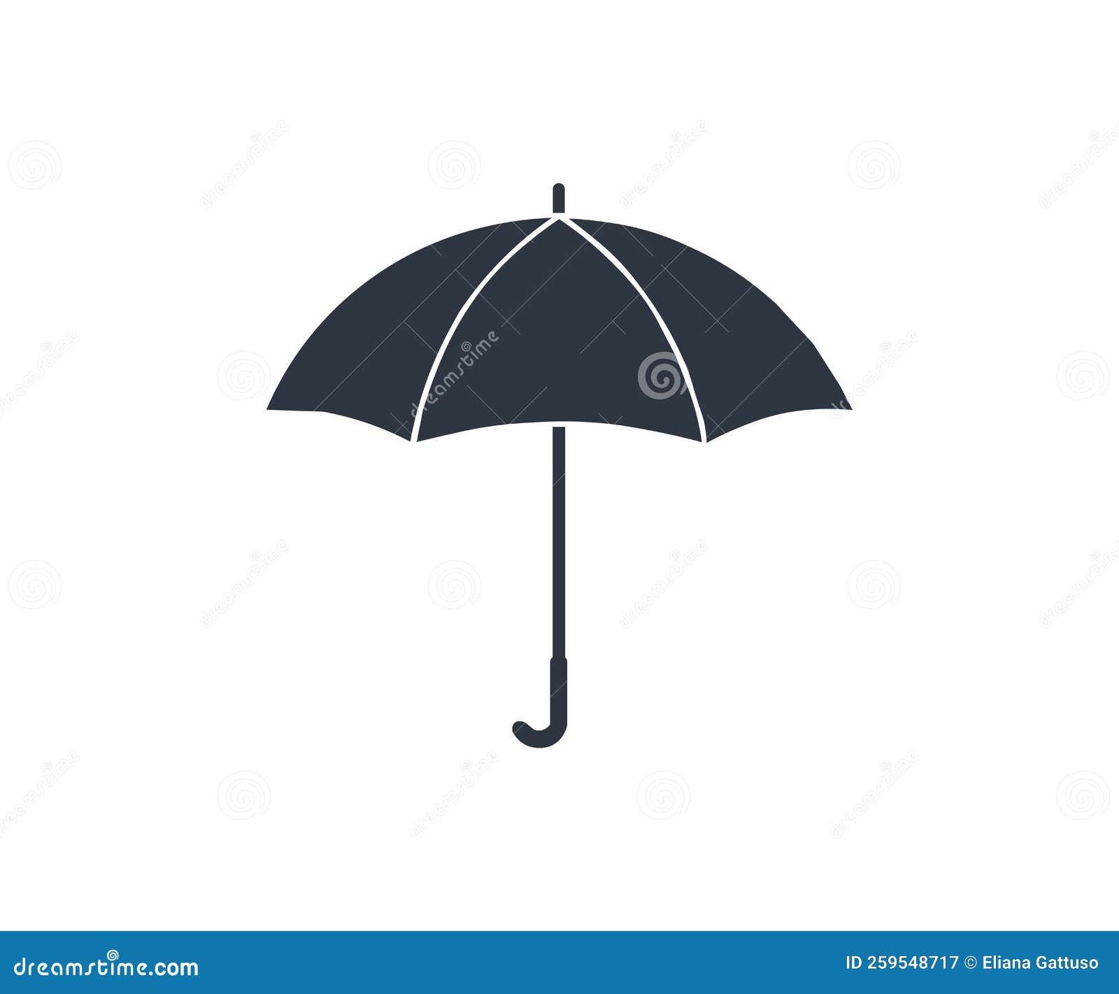 Isolated Black Umbrella Icon on White Background. Stock Vector