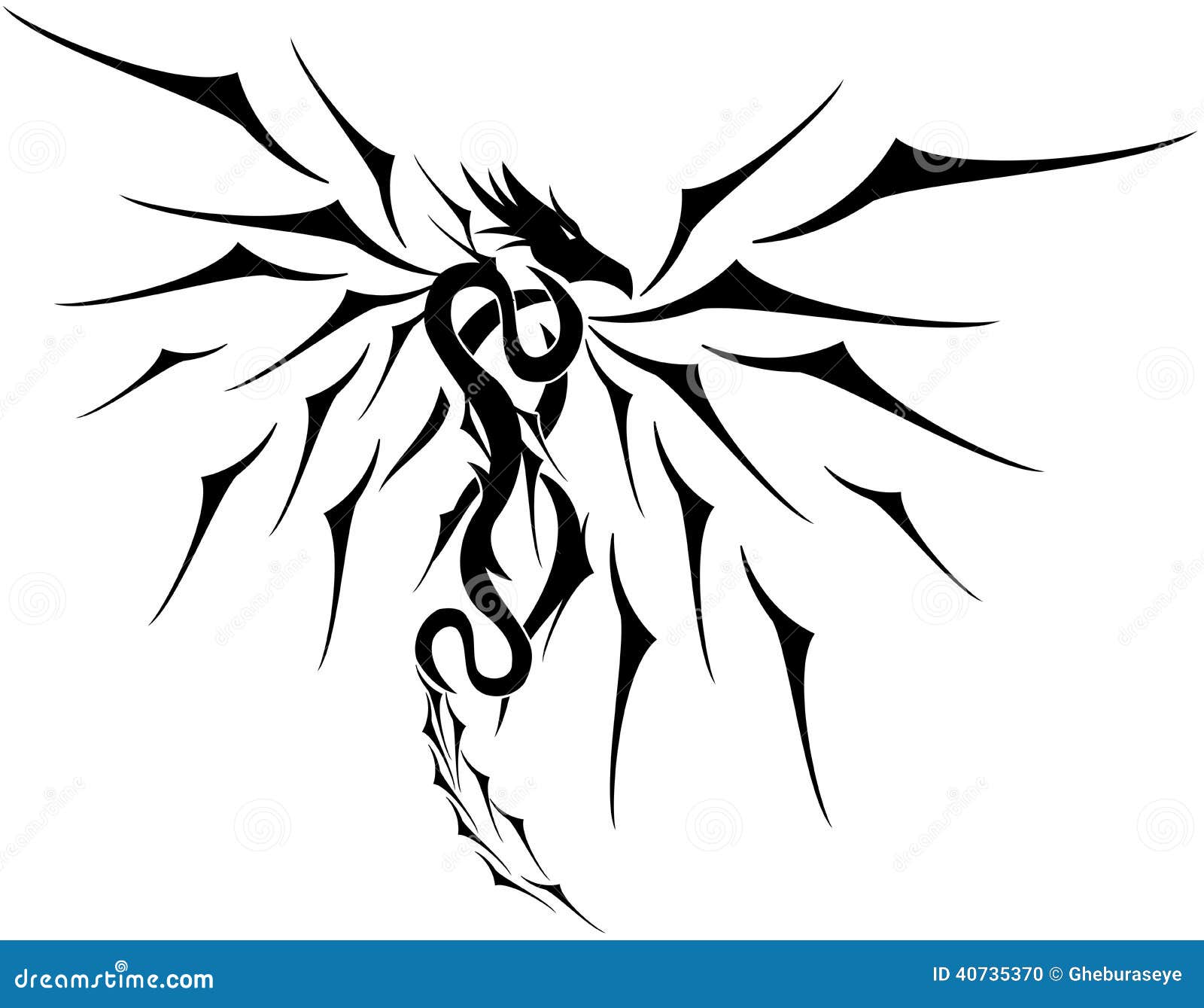 isolated stylized black winged dragon tattoo stock isolated stylized black winged dragon tattoo stock