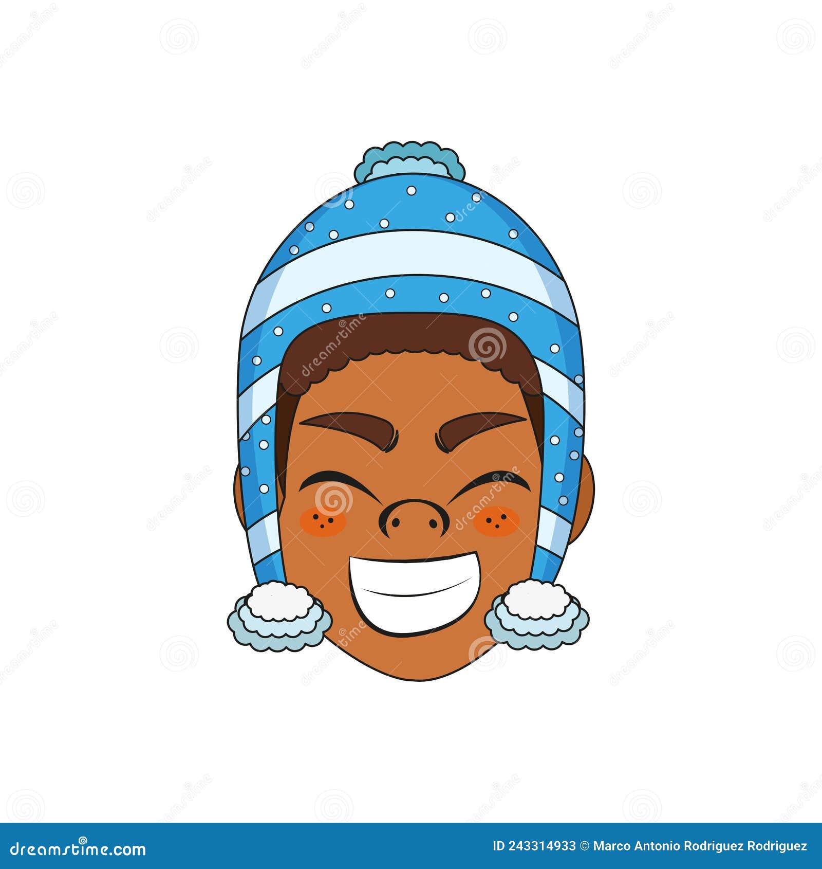 Isolated Blue Happy Man Christmas Borderline Vector Illustration Stock