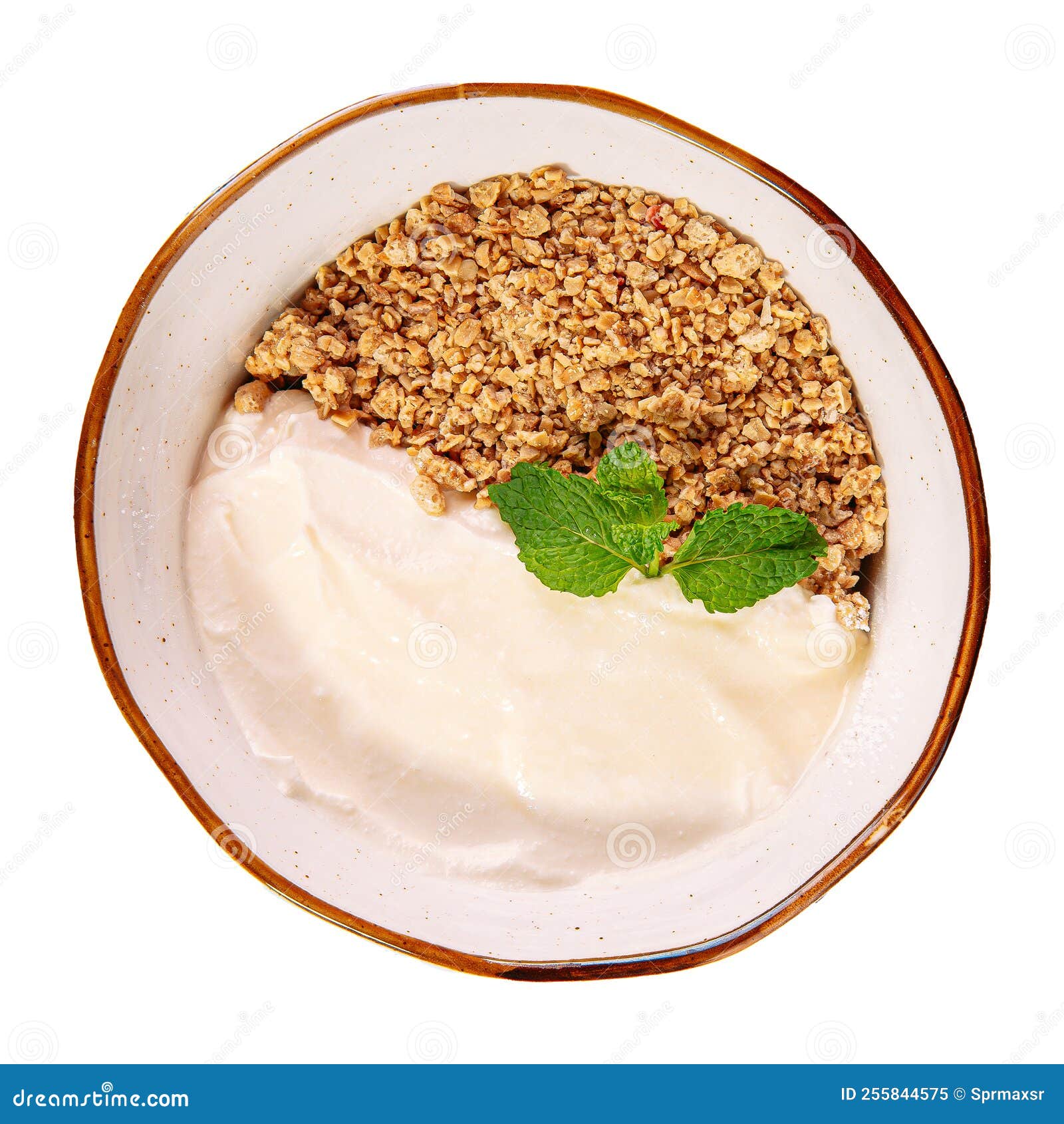 Bowl of Granola with Yoghurt and Mint Stock Image Image of yoghurt