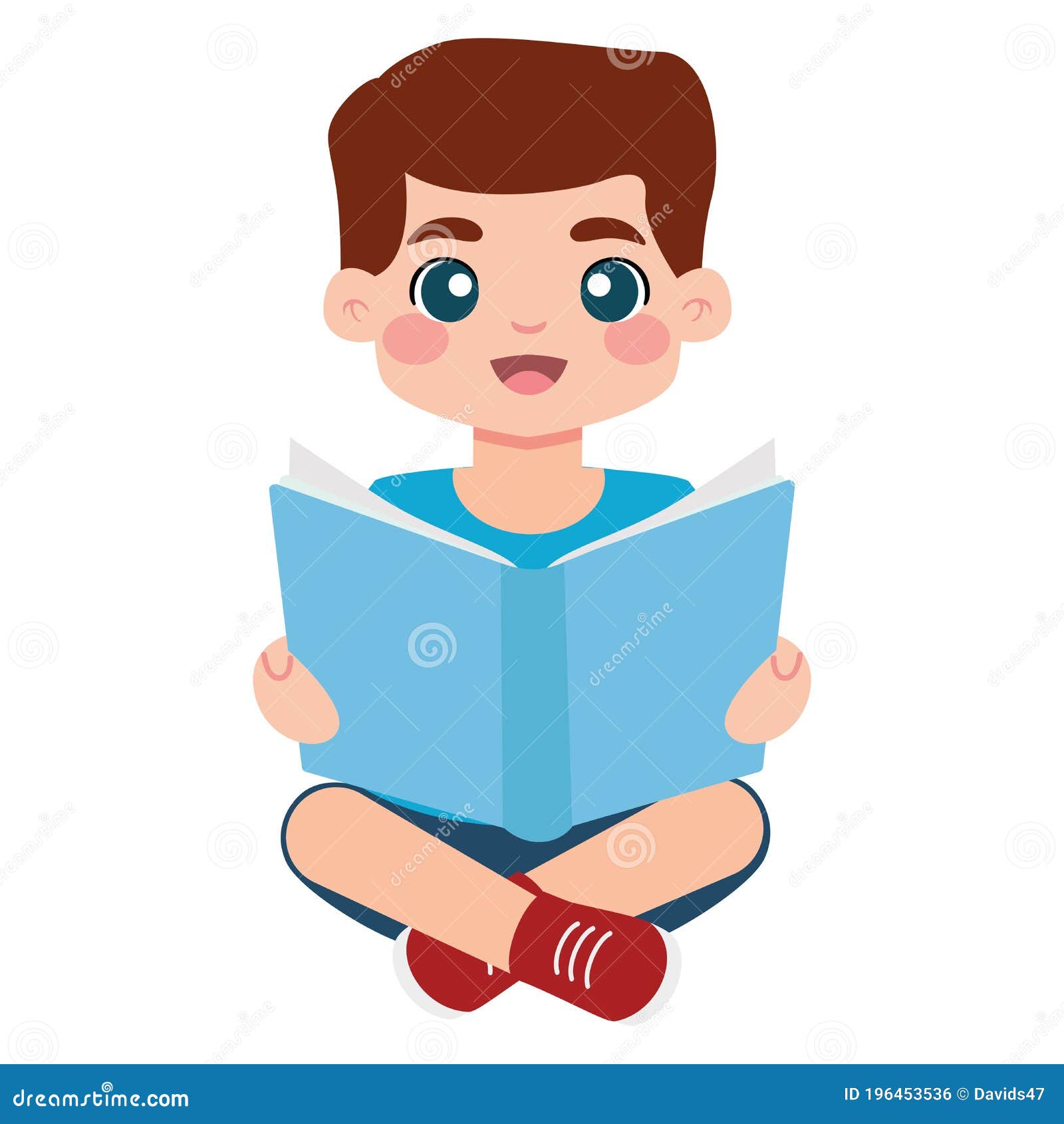 Isolated boy reading stock vector. Illustration of isolated - 196453536