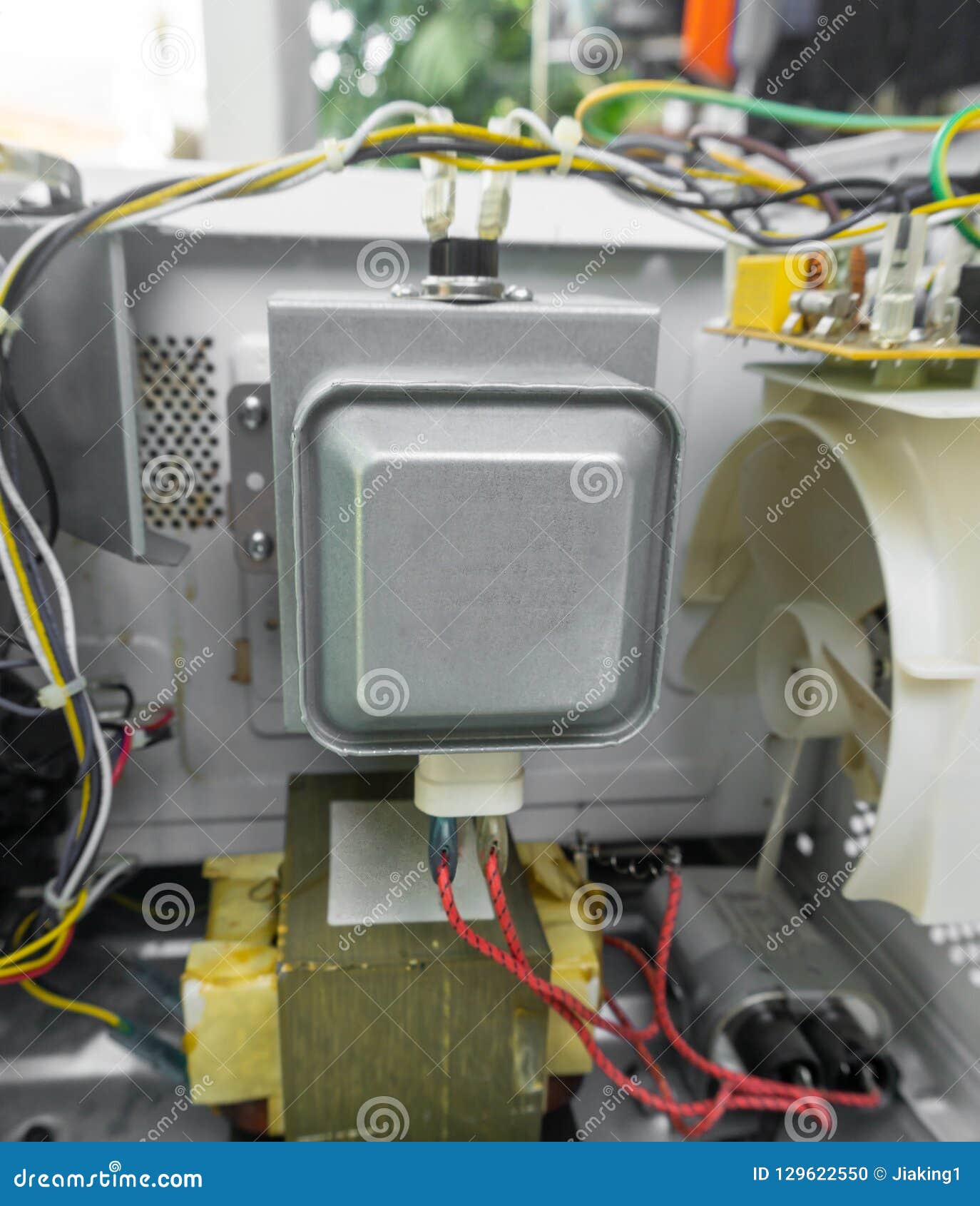 Isolated Broken Microwave Oven Stock Photo Image of background, front