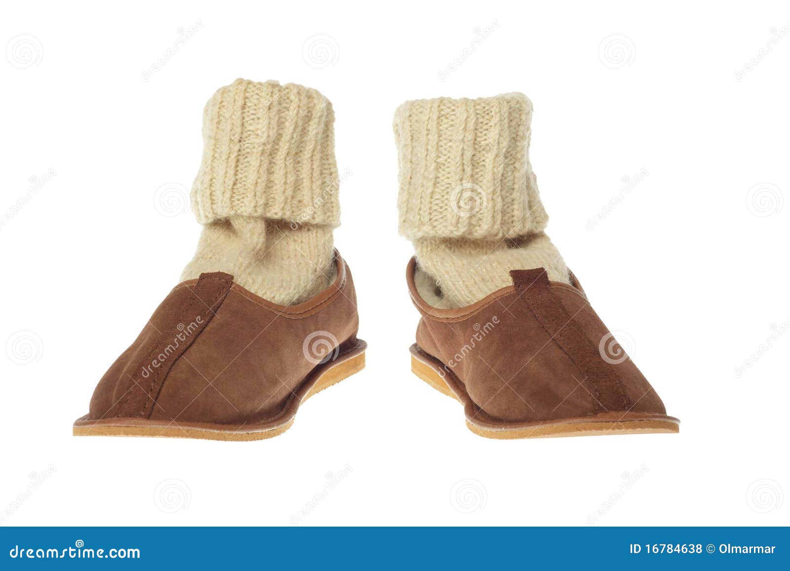 Isolated Brown Comfortable Slippers Stock Photo - Image of slipper