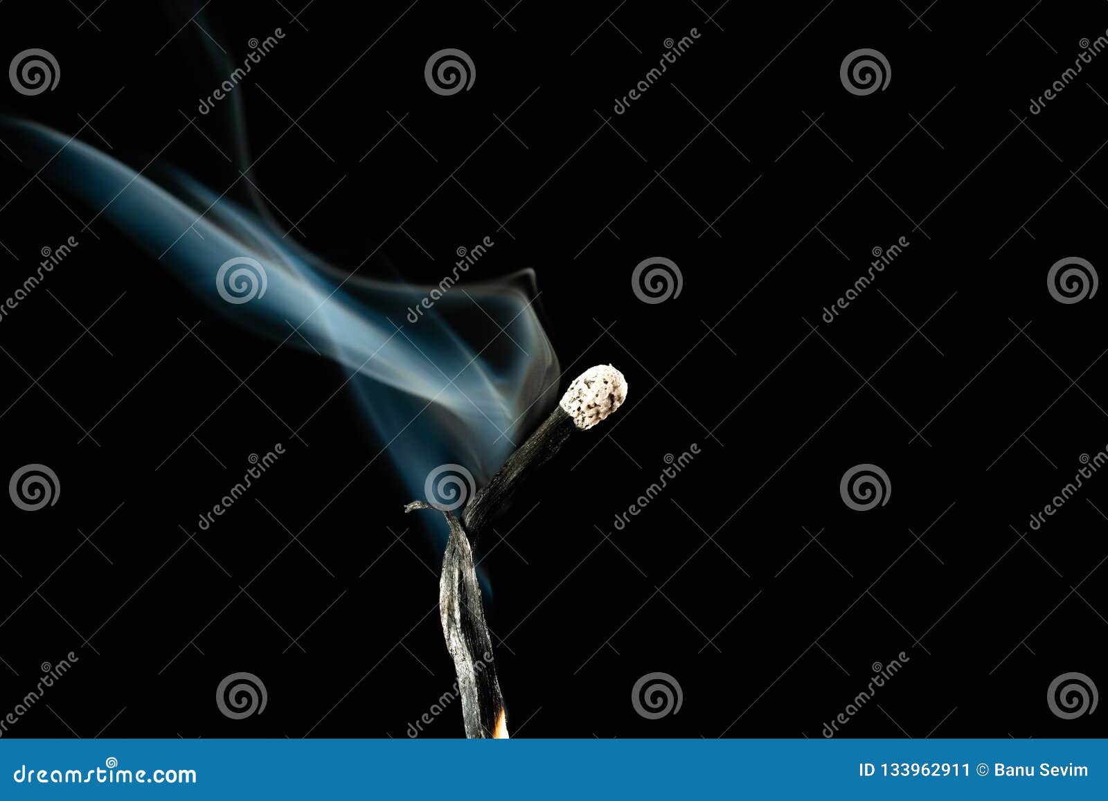Burnt matchstick and smoke stock image. Image of danger - 133962911