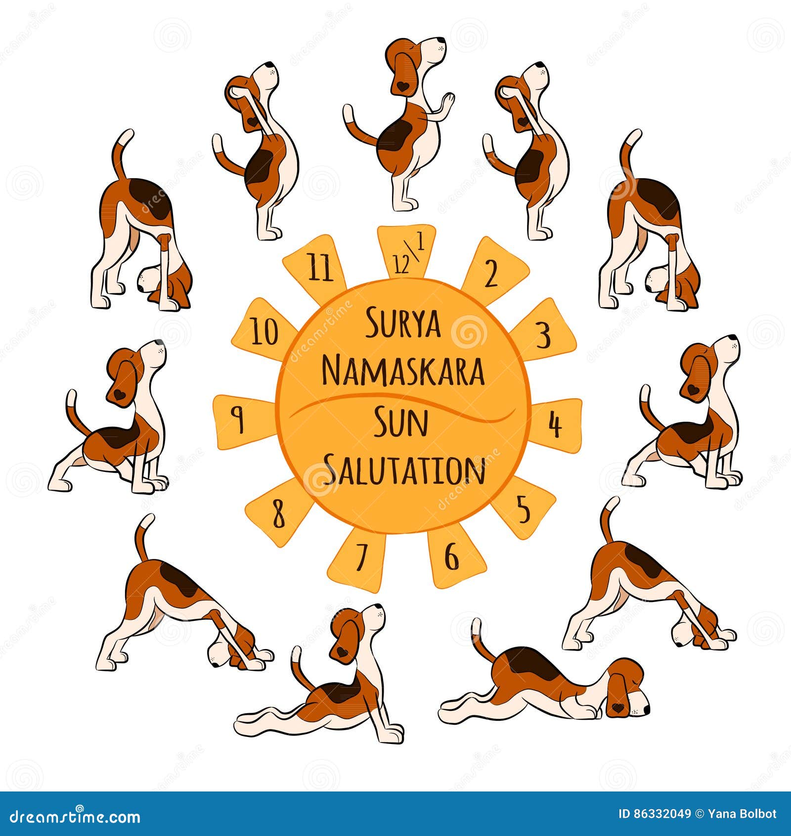 Isolated Cartoon Funny Dog Doing Yoga Position of Surya Namaskara Stock  Vector - Illustration of salutation, isolated: 86332049
