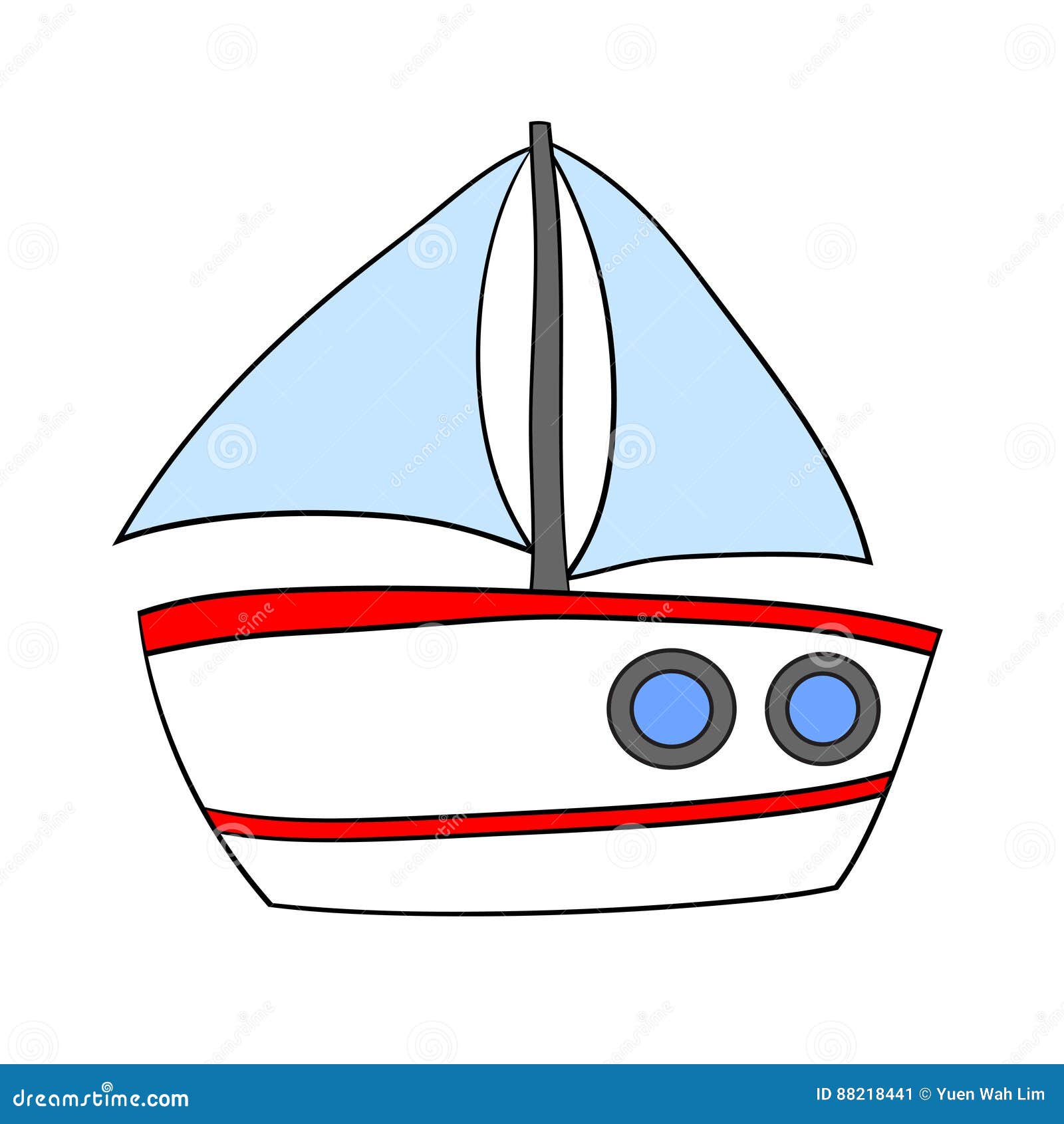 Isolated Cartoon Sail Boat stock vector. Illustration of blue - 88218441