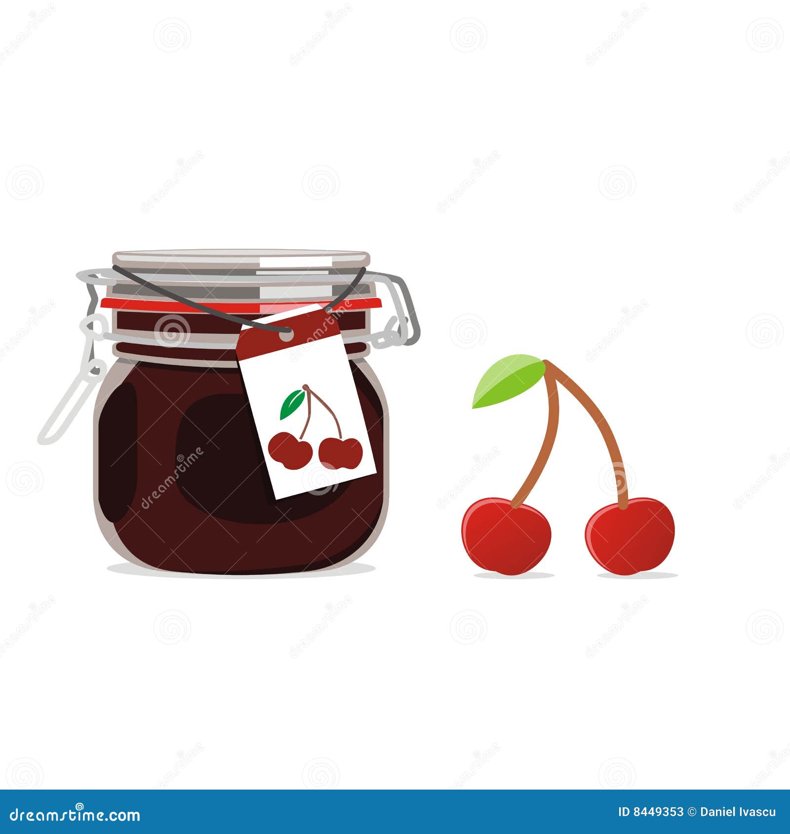 Download Isolated Cherry Jam Jar And Fruit Stock Vector - Illustration of isolated, sweet: 8449353