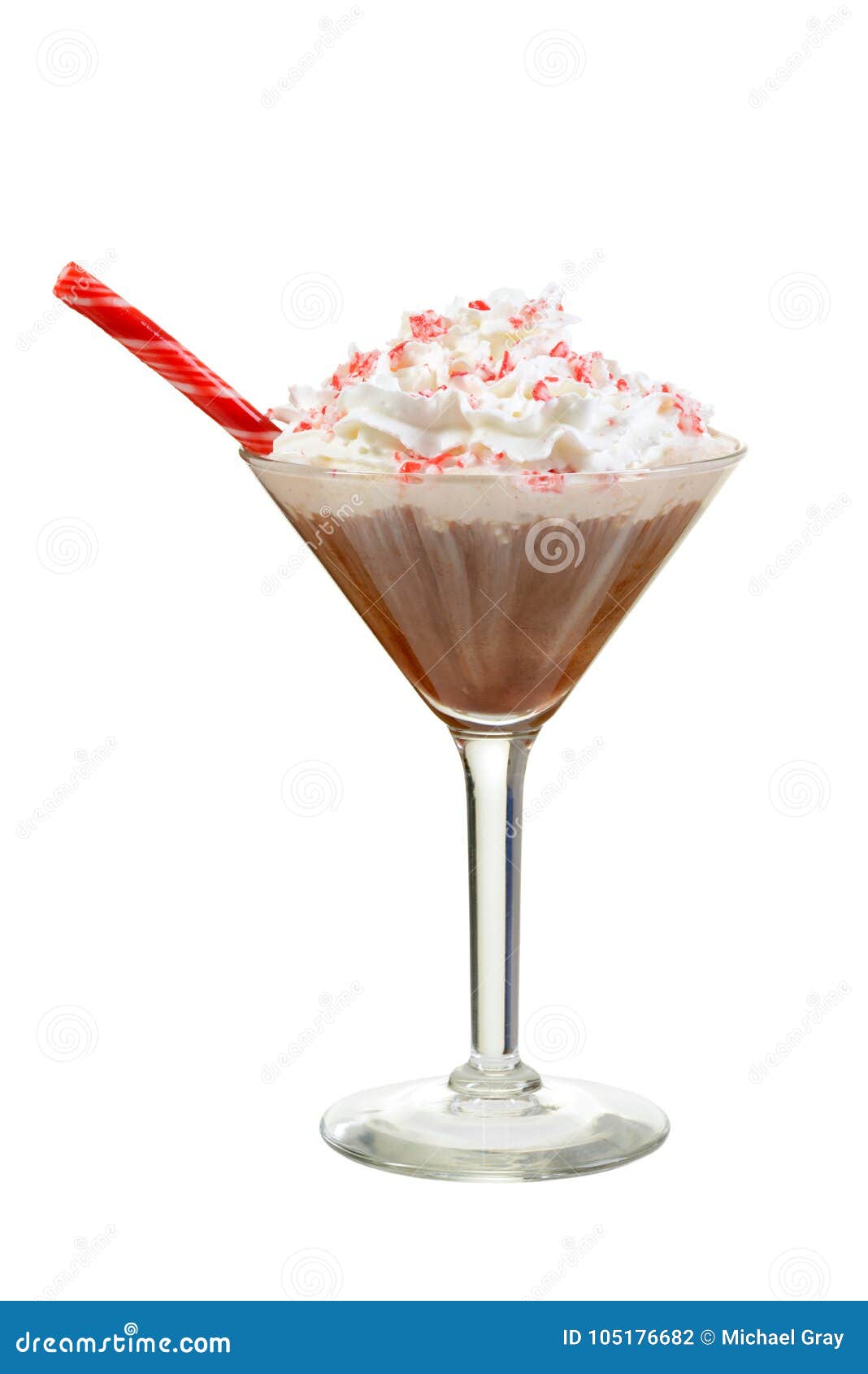 Chocolate Candy Cane Martini with Peppermint Stick Stock Photo - Image ...