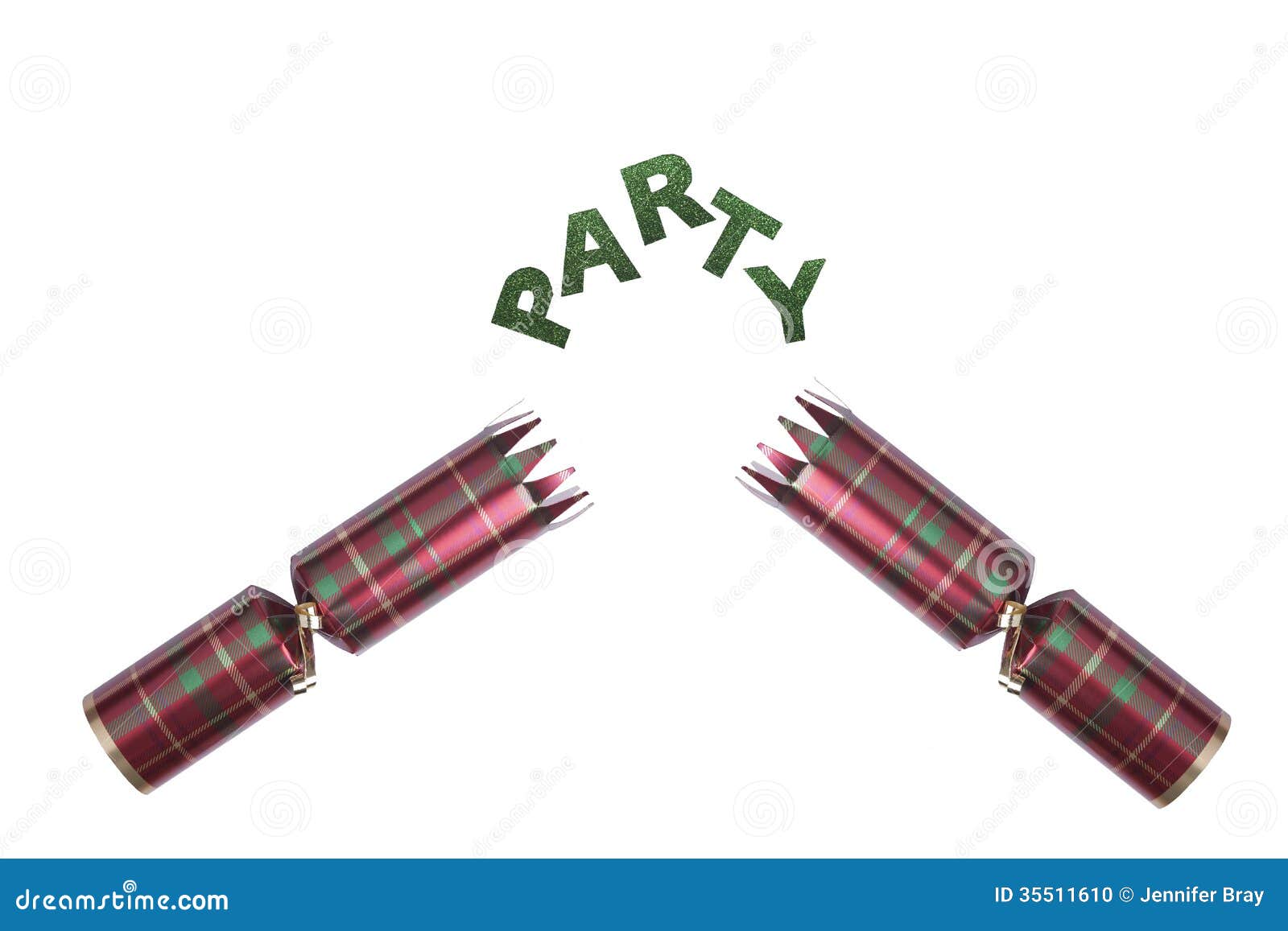 Isolated Christmas Cracker In Tartan Pattern With Party 