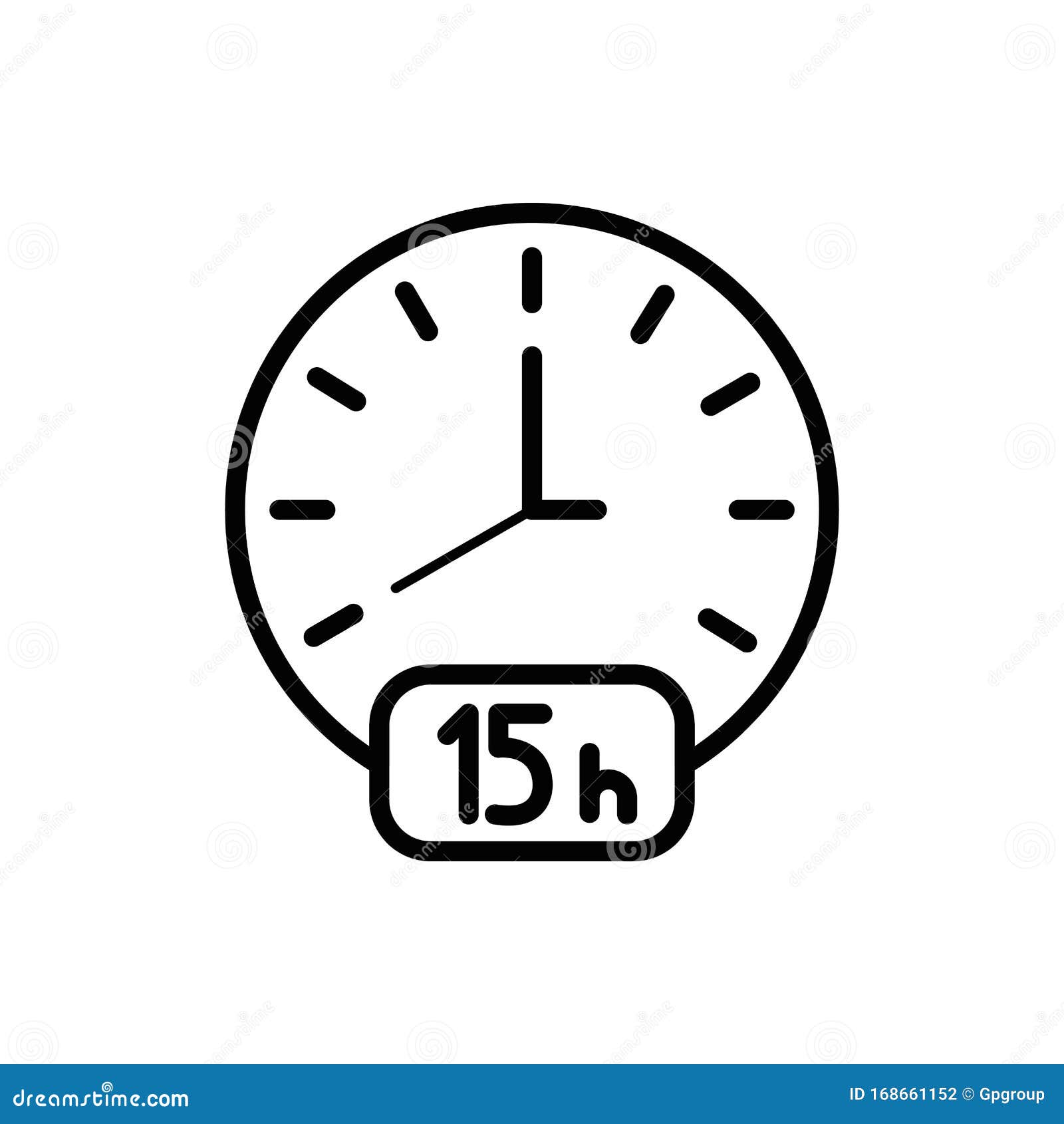 Isolated Clock Instrument and 15 Hours Vector Design Stock Vector