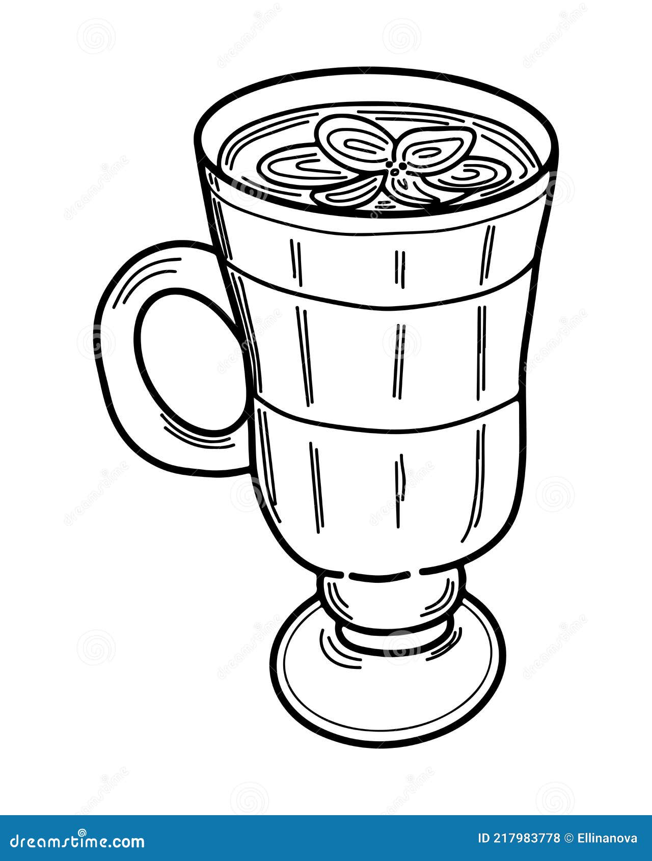 Isolated Coffee Latte Vector for Coloring Book or Page Stock Vector