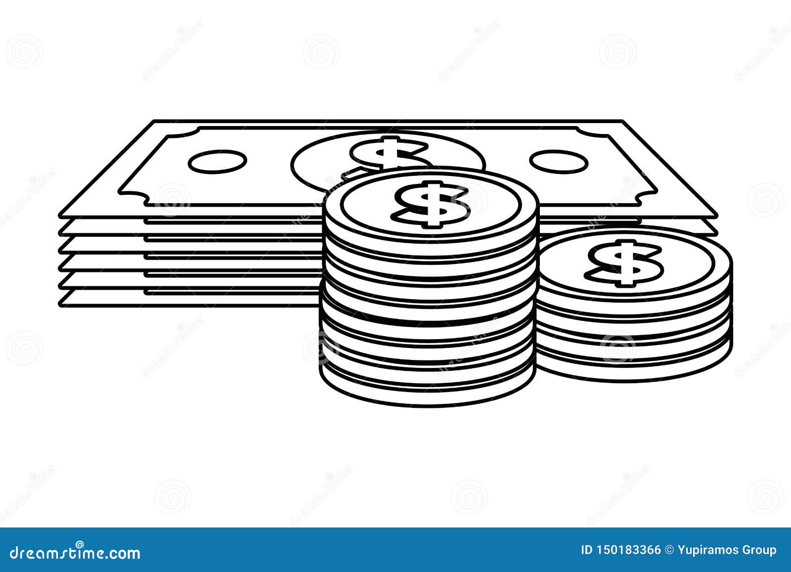 Isolated Coin and Bills, Design Vector Illustration Stock Vector ...