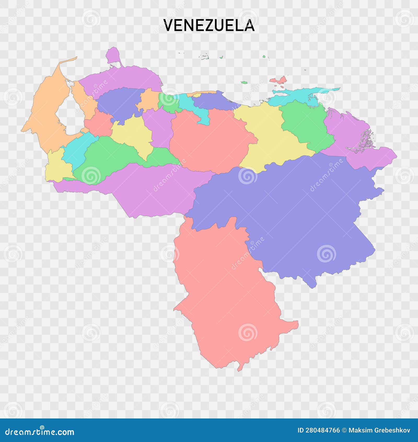 Isolated Colored Map Of Venezuela With Borders Stock Vector