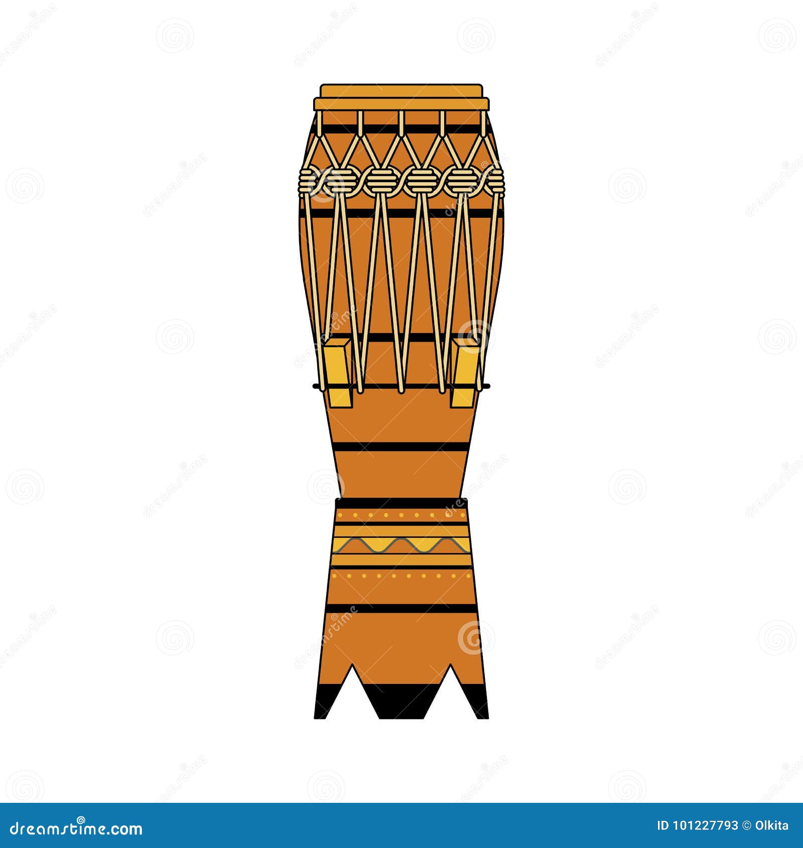  colorful decorative ornate atabaque on white background. colored brazilian musical instrument for bateria of capoeira.
