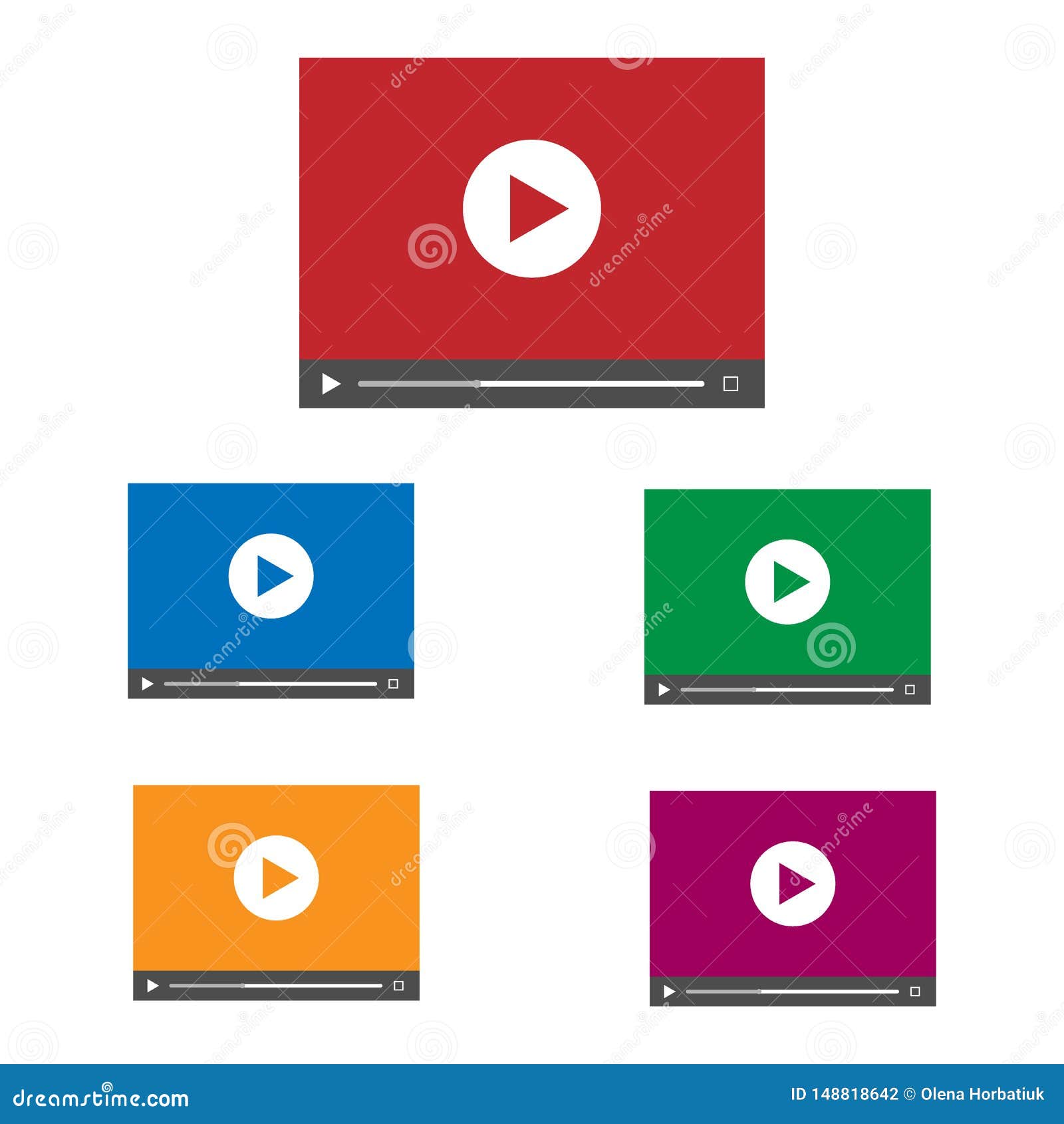 Isolated Computer Screen With Play Button On White Background. Concept