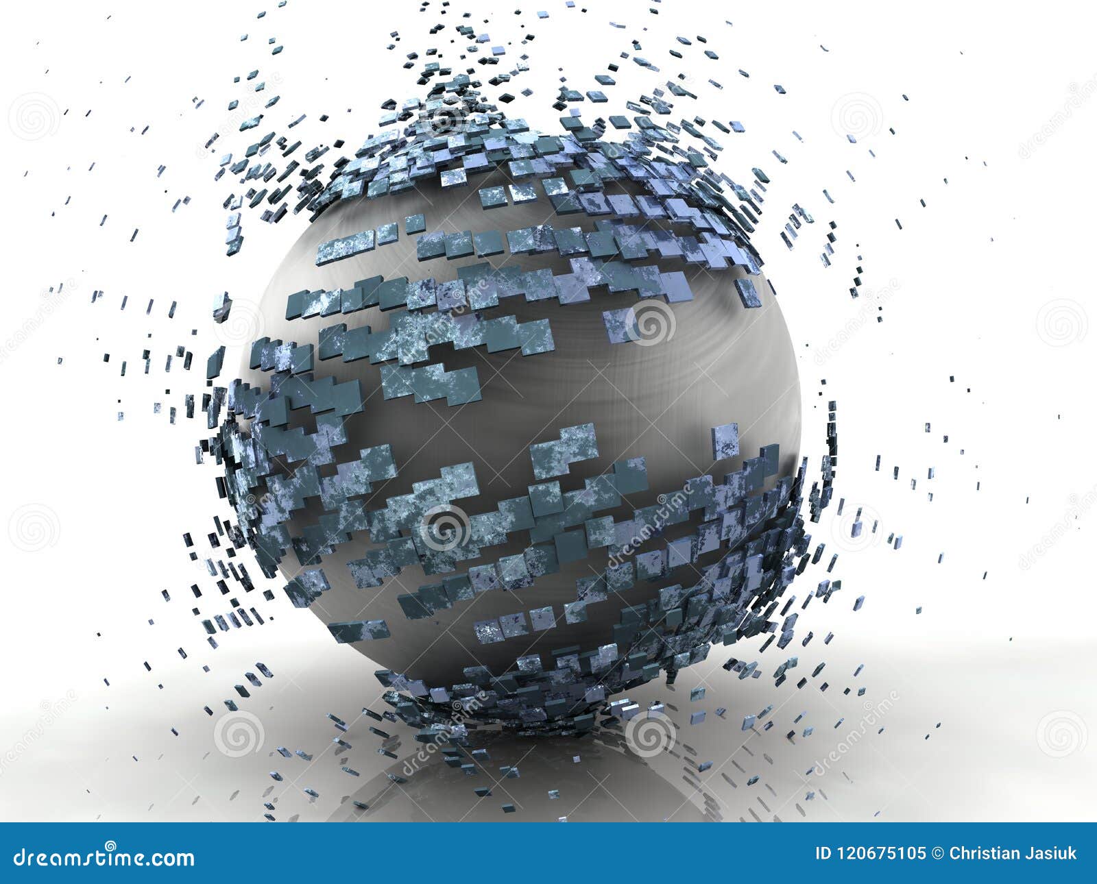 Sphere Explosion 3D Metal stock illustration. Illustration of business