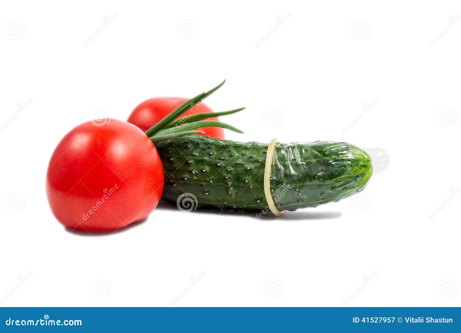 Isolated Cucumber With Condom Stock Image Image Of Abundance