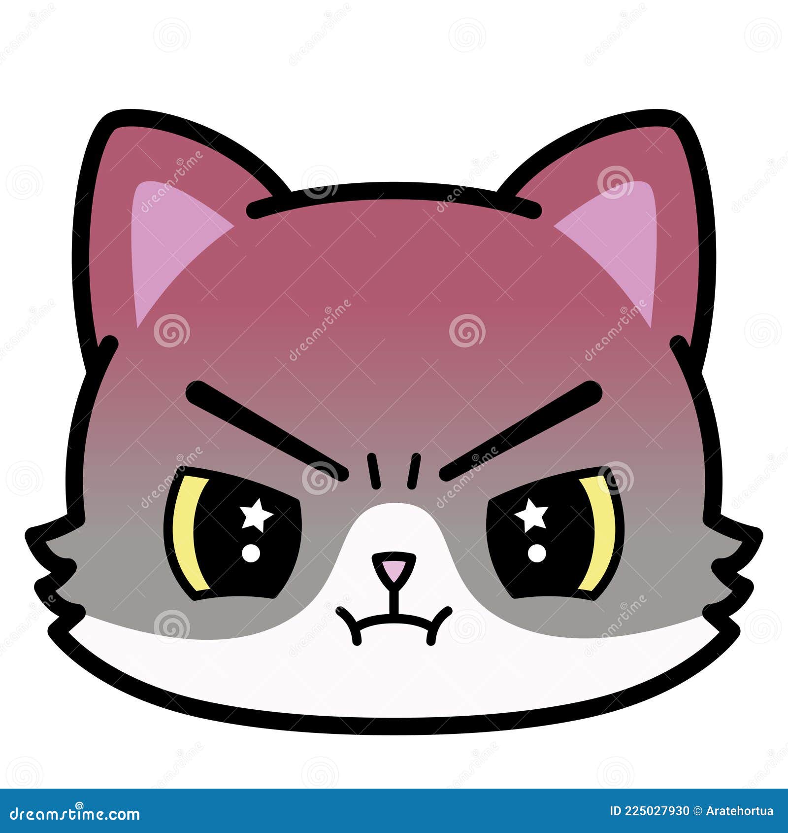 Isolated Cute Angry Cat Emoji Stock Vector - Illustration of kitten,  kawaii: 225028117