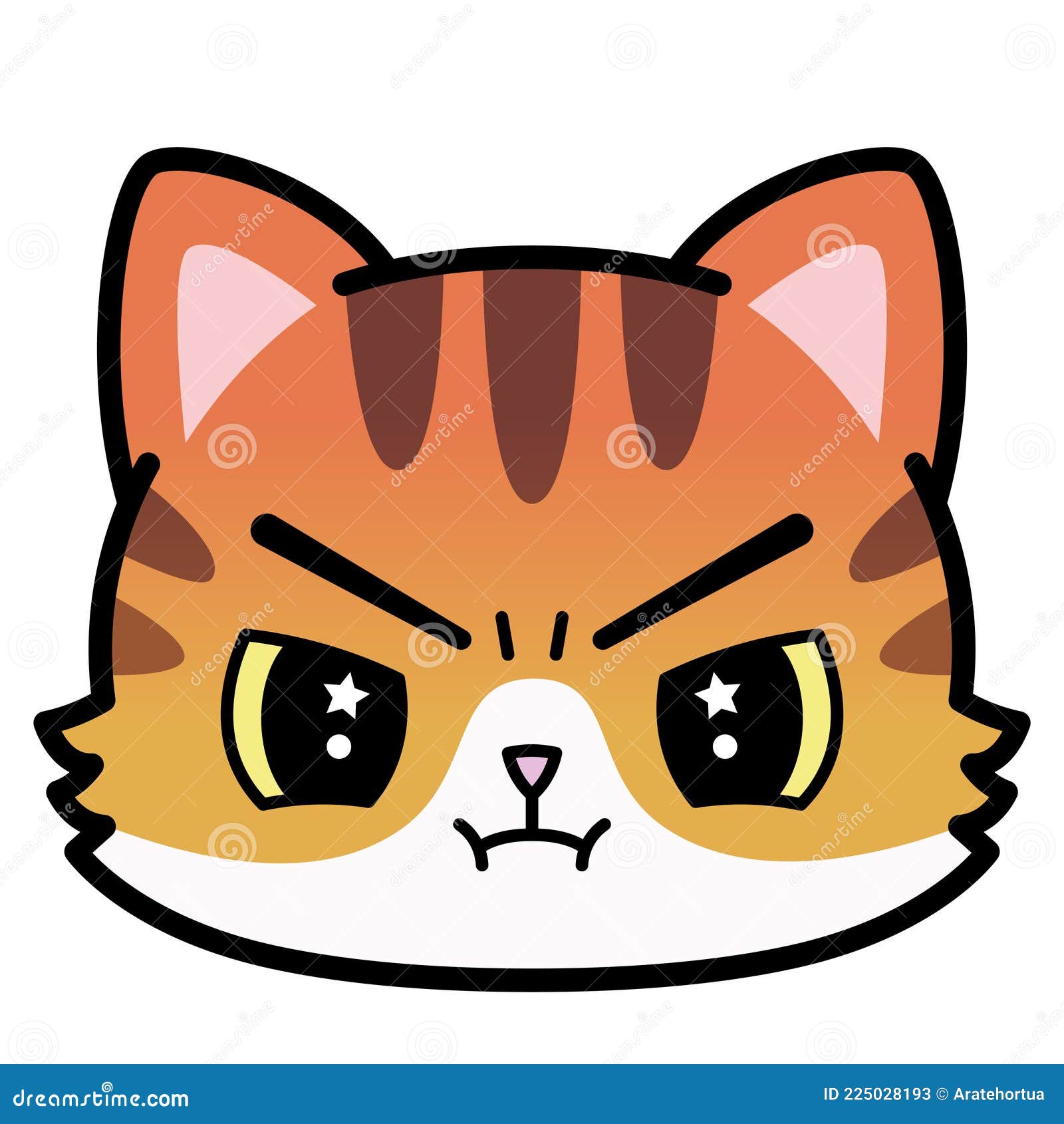 Isolated Cute Angry Cat Emoji Stock Vector - Illustration of angry, kitten:  225028193