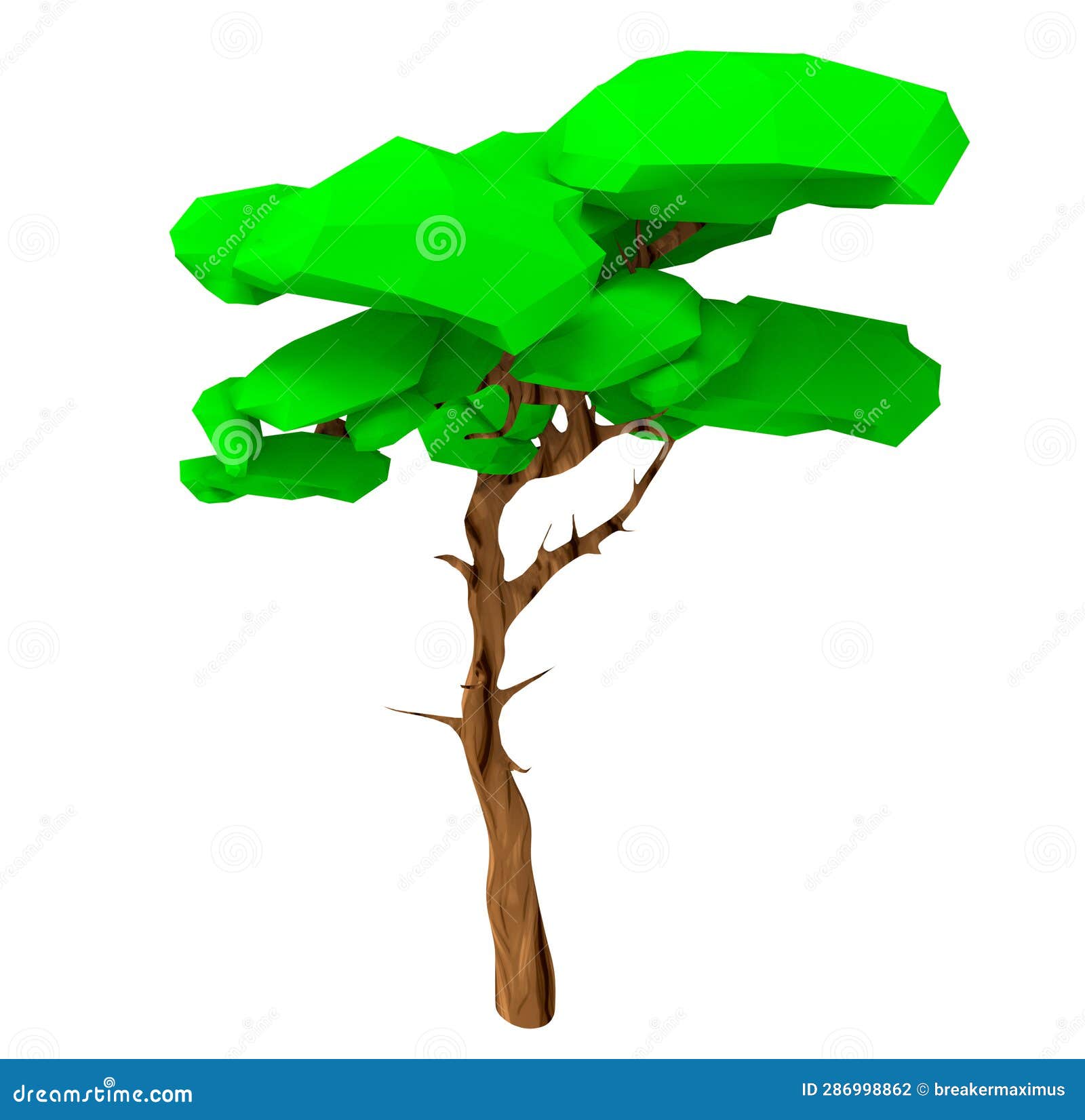 Isolated 3d Render Illustration of Isometric Lowpoly Game Rosewood Tree
