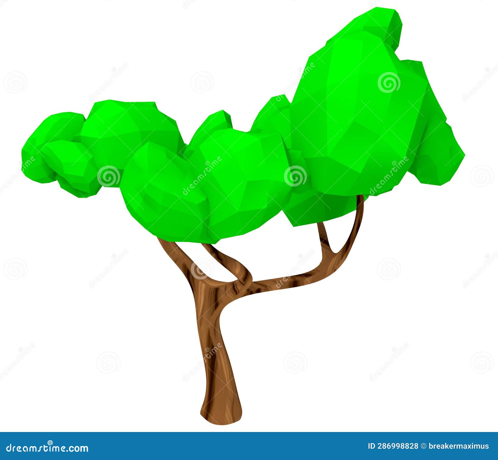 Isolated 3d Render Illustration of Isometric Lowpoly Game Tree Stock