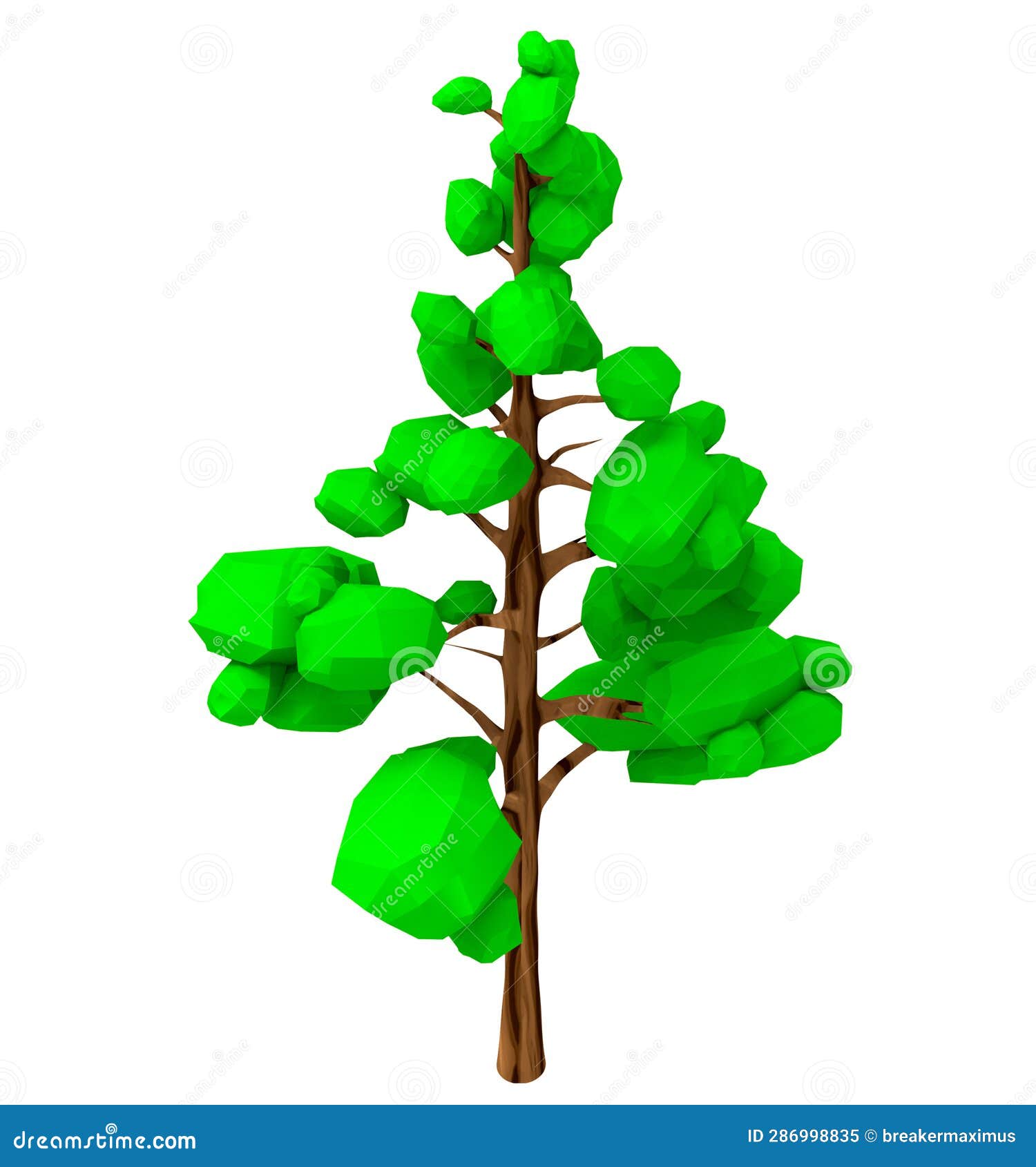 Isolated 3d Render Illustration of Isometric Lowpoly Game Tree Stock