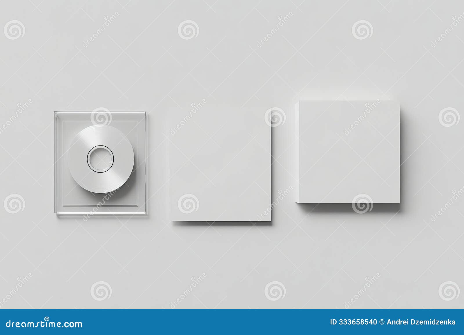  3d rendering of cd disc and carton packaging cover template mockup. digipak case for cardboard cd drive with