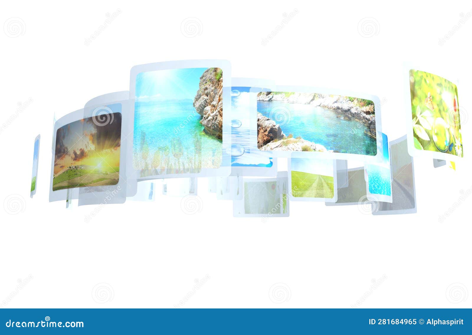  3d rendering of futuristic multi screen vision