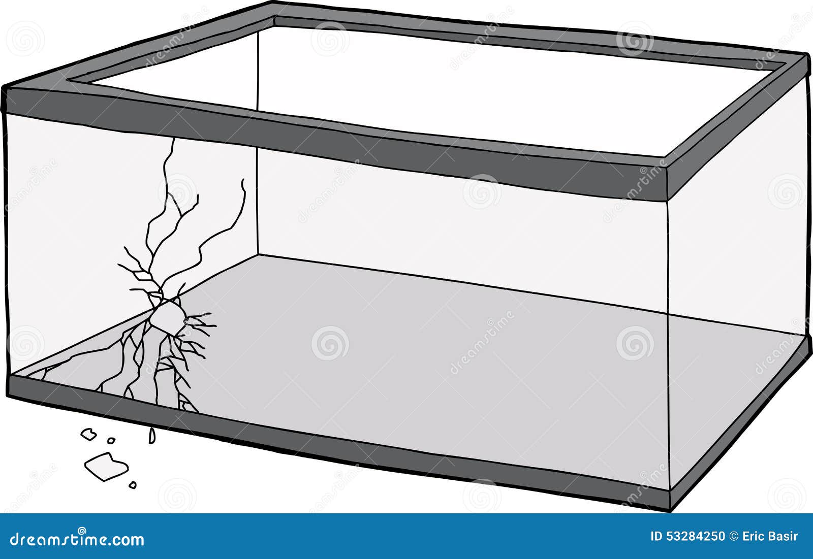 Isolated Damaged Fish Tank stock illustration. Illustration of