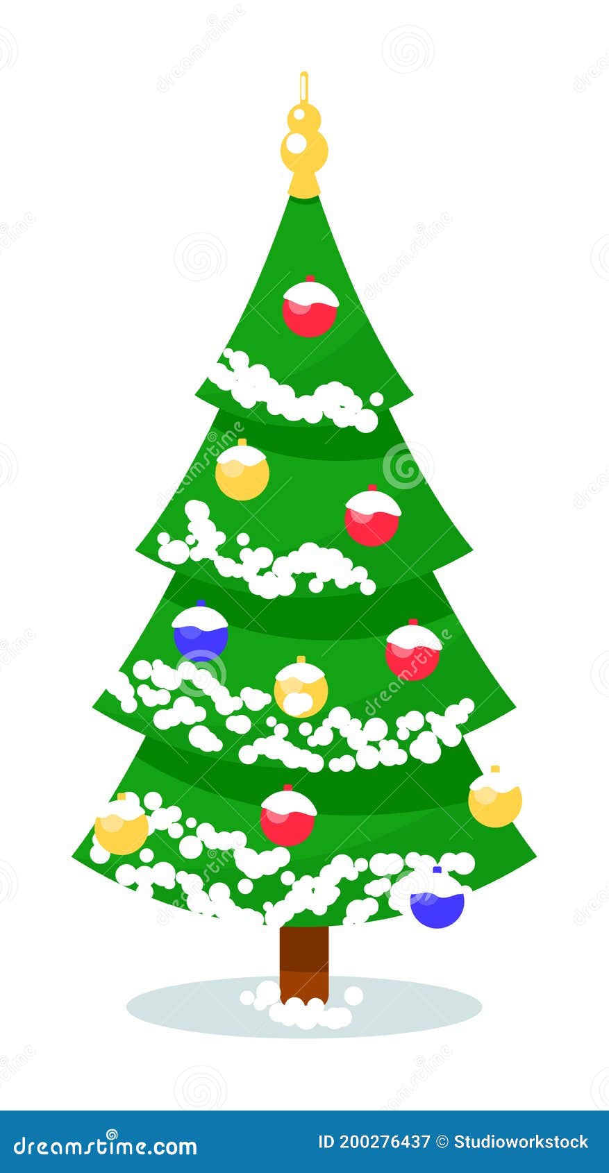 Isolated Decorated Fir Tree on White Background Stock Vector ...