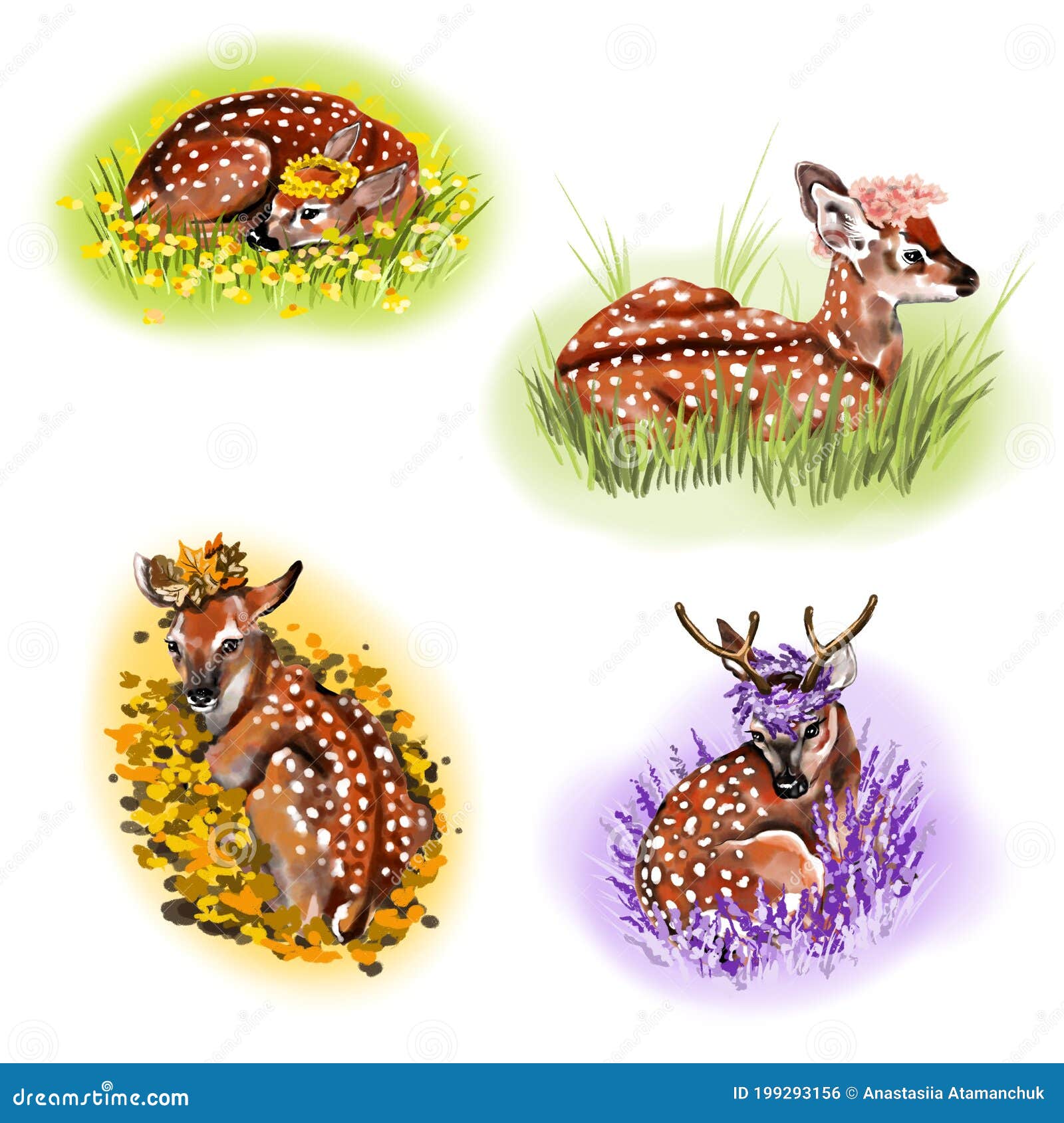 Isolated Deer Drawings in Four Seasons. on a White Background: Four Animals in Autumn, Winter, Summer and Spring Environment Stock Illustration - Illustration of branch, flower: 199293156 Isolated Deer Drawings in Four Seasons. on a White Background: Four Animals in Autumn, Winter, Summer and Spring Environment Stock Illustration - Illustration of branch, flower: 199293156