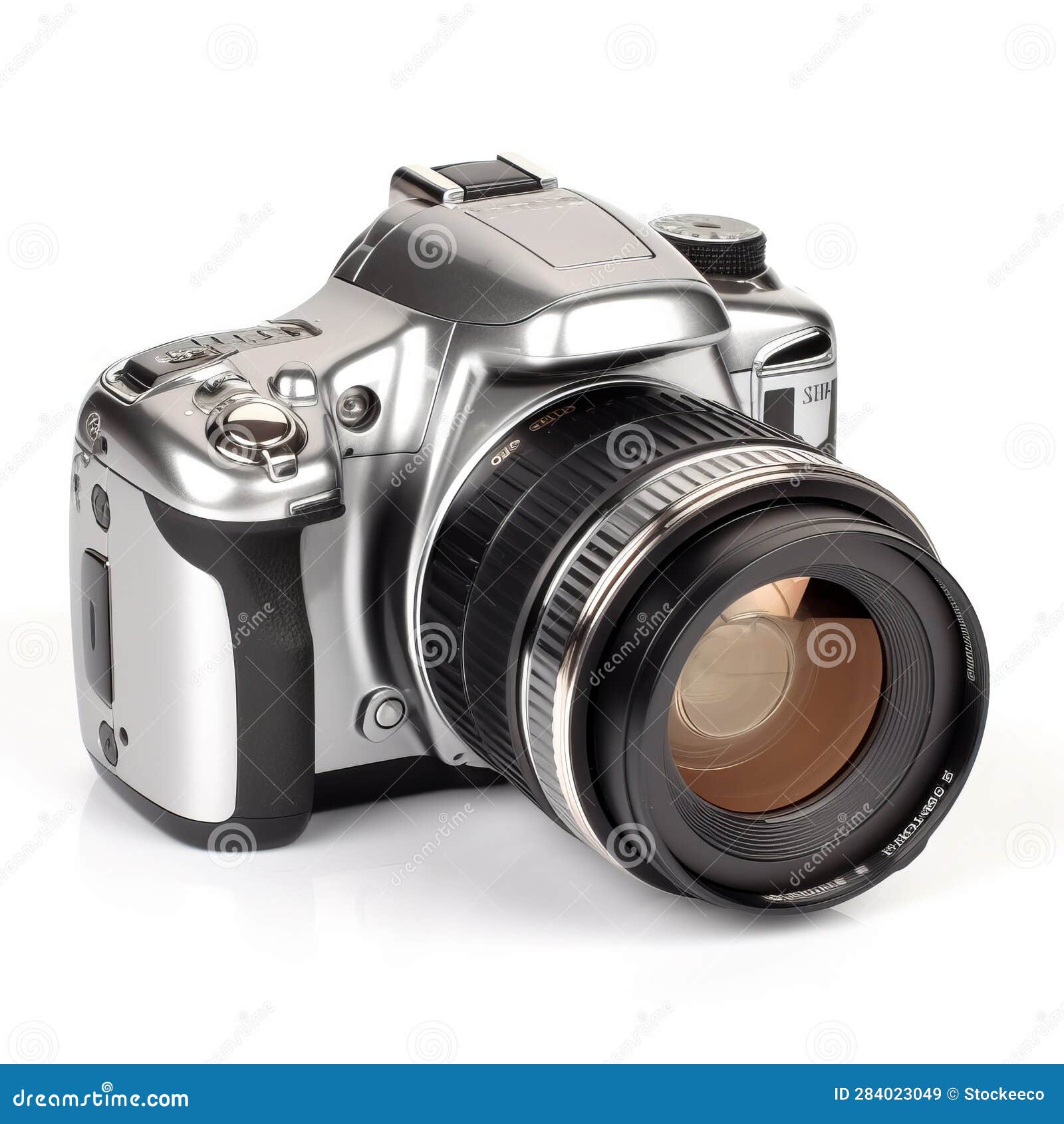  digital camera with slr lens on white background
