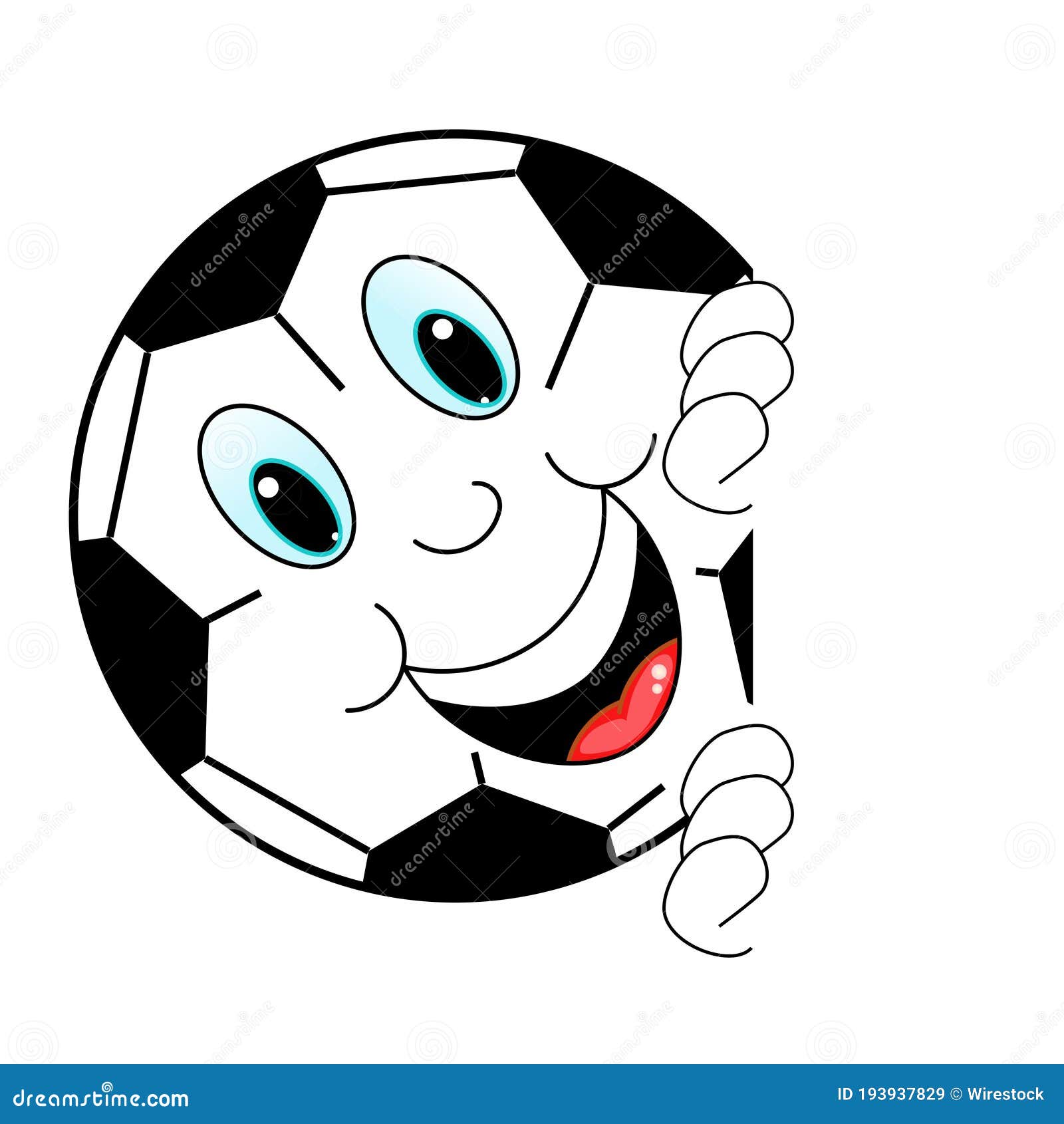 Isolated Digital Illustration of a Smiling Soccer Ball Stock