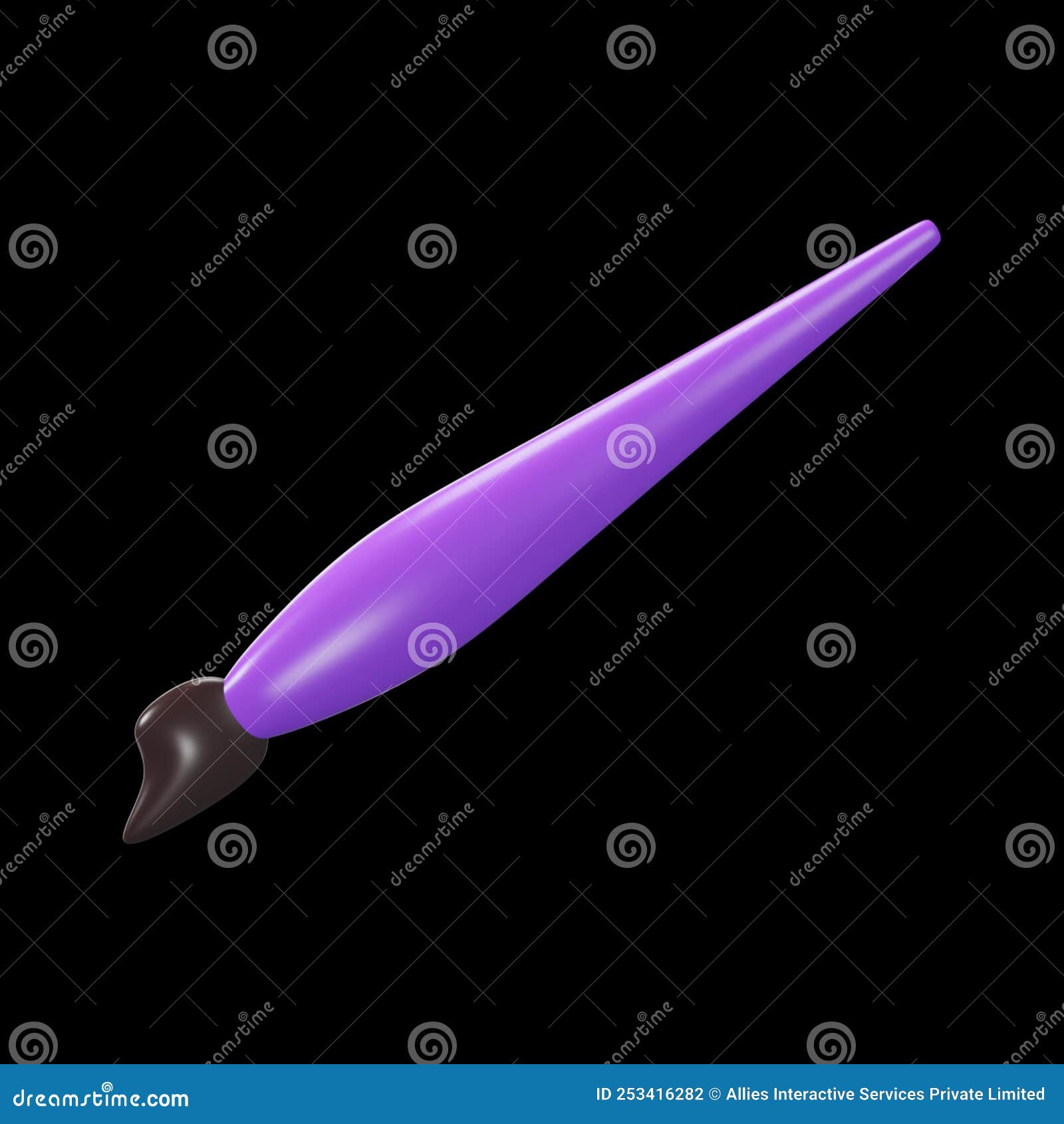 Isolated Drawing Brush Icon in 3D Style on Black Stock Illustration Illustration of