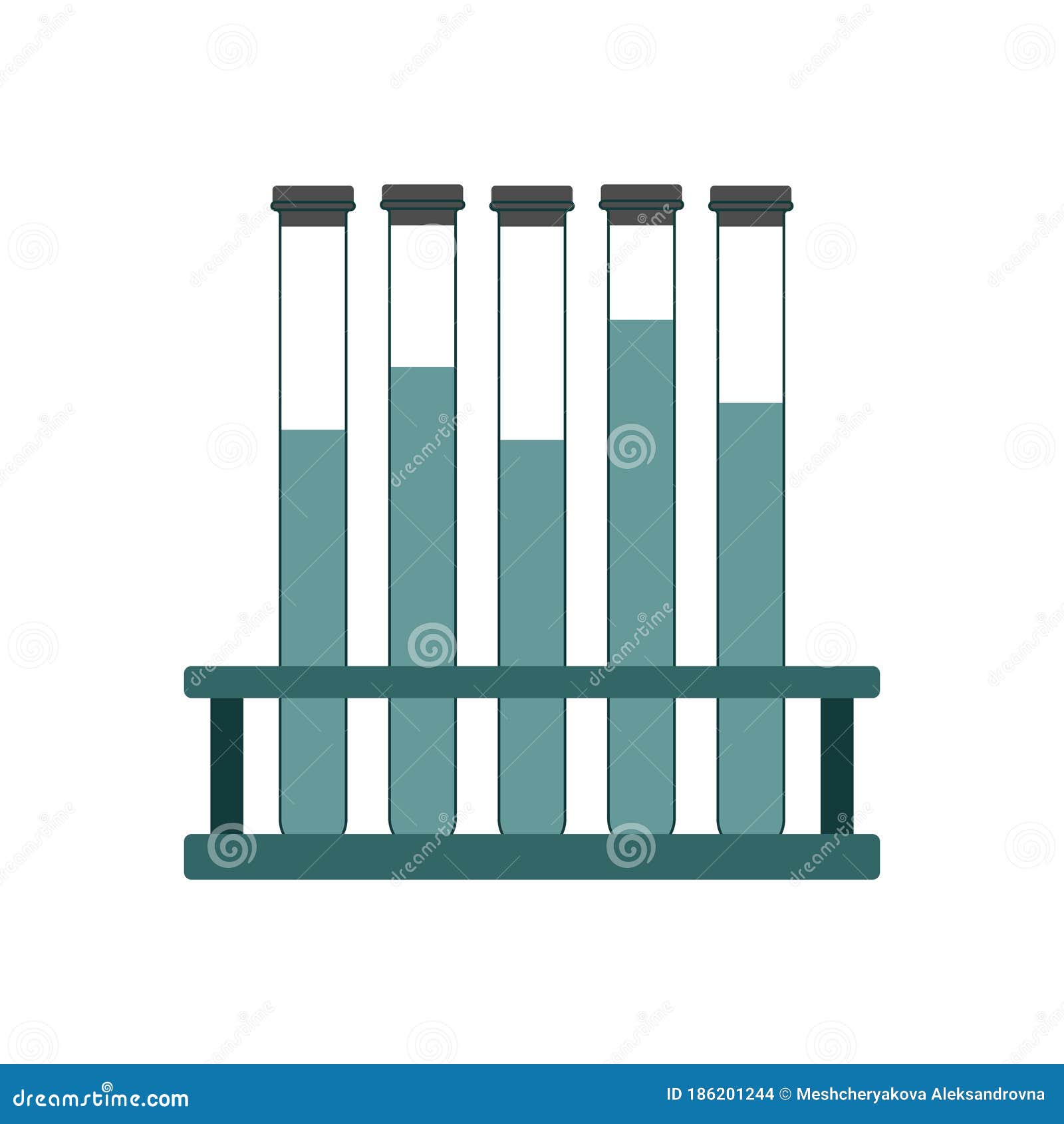 ISOLATED DRAWING of LABORATORY TEST TUBES with LIQUID Stock Vector