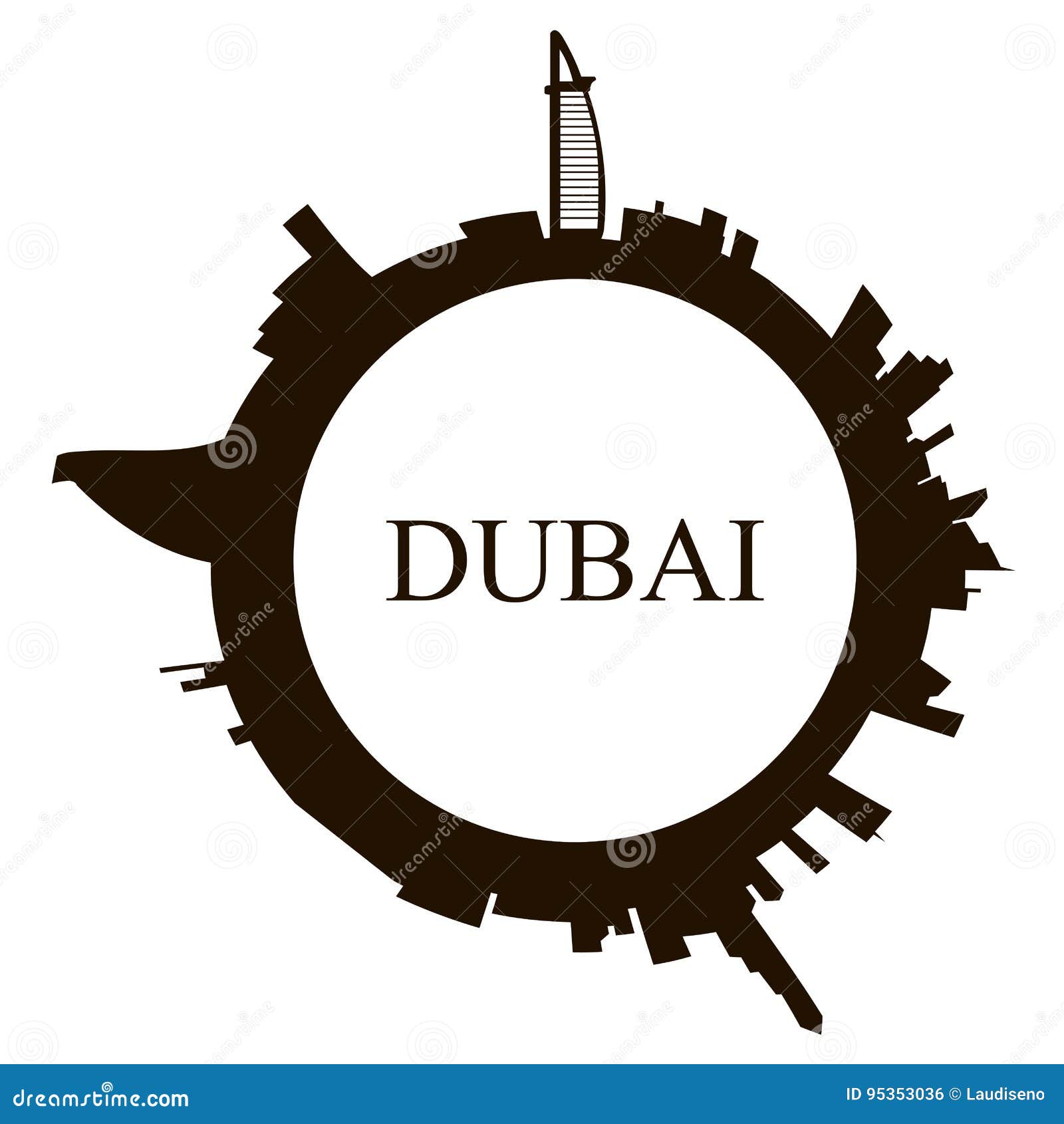 Isolated Dubai skyline stock illustration. Illustration of arab - 95353036