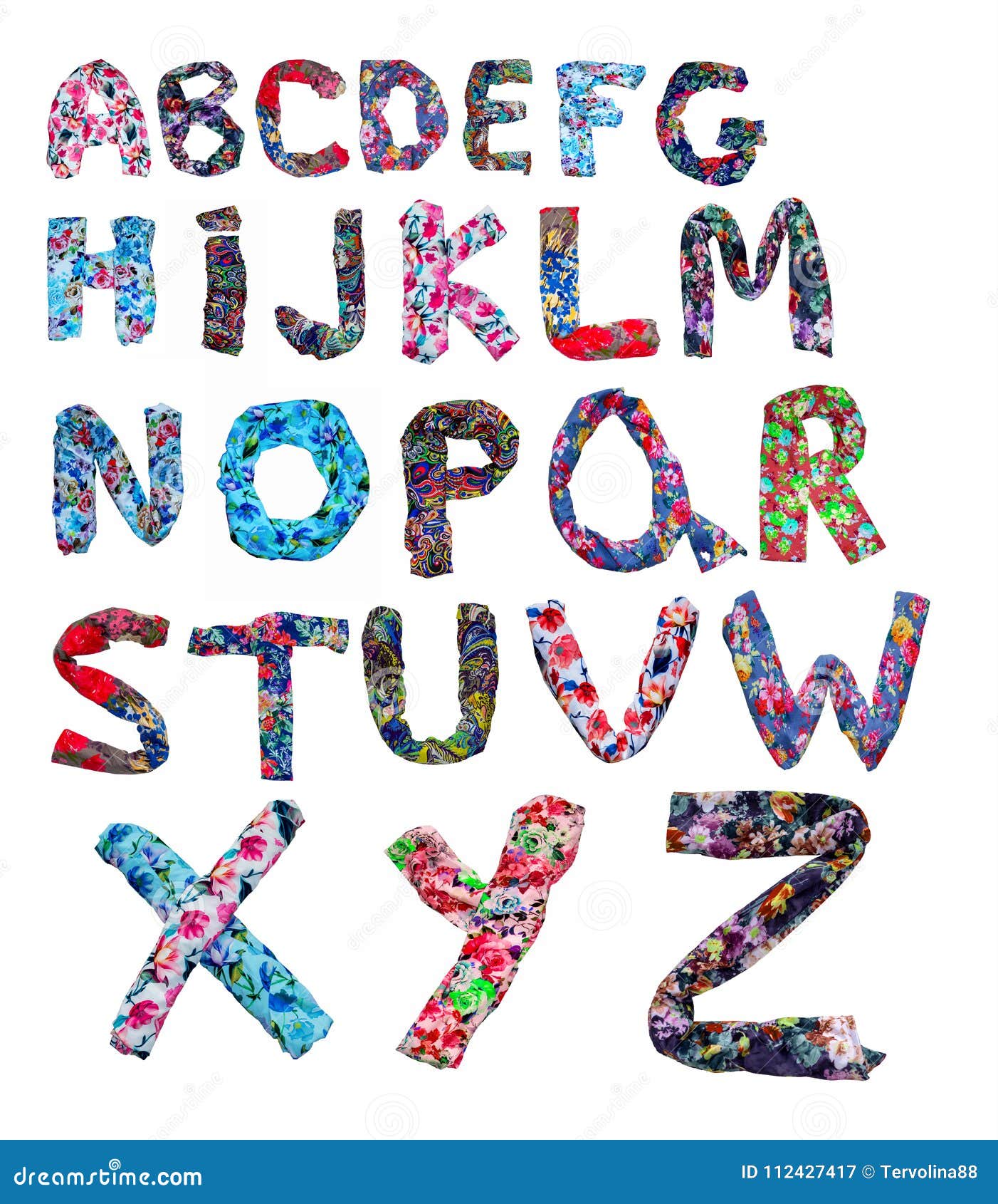 Isolated English Flower Alphabet is Made of Fabric with Floral Print ...