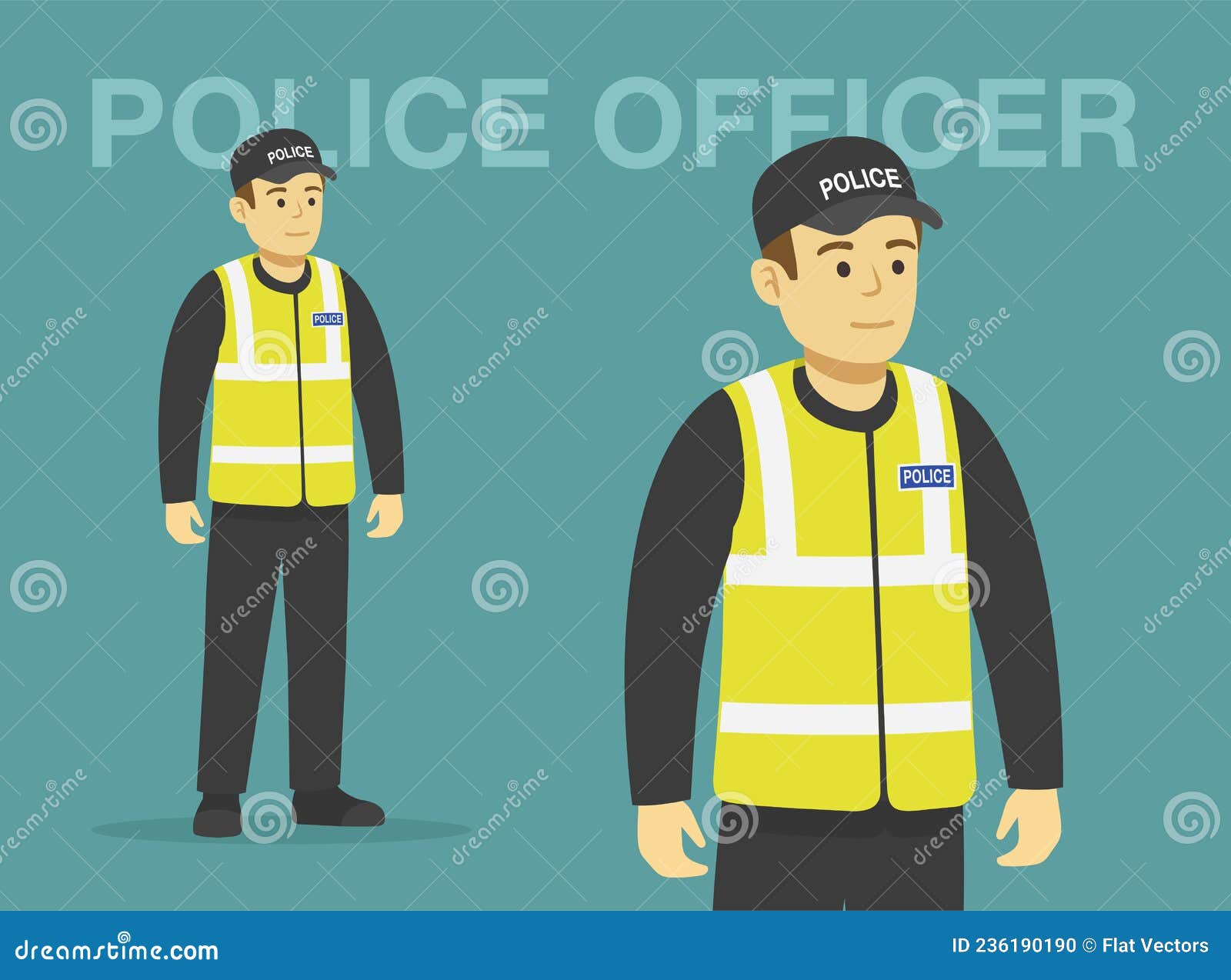 Isolated European Traffic Police Officer With Safety Vest Perspective