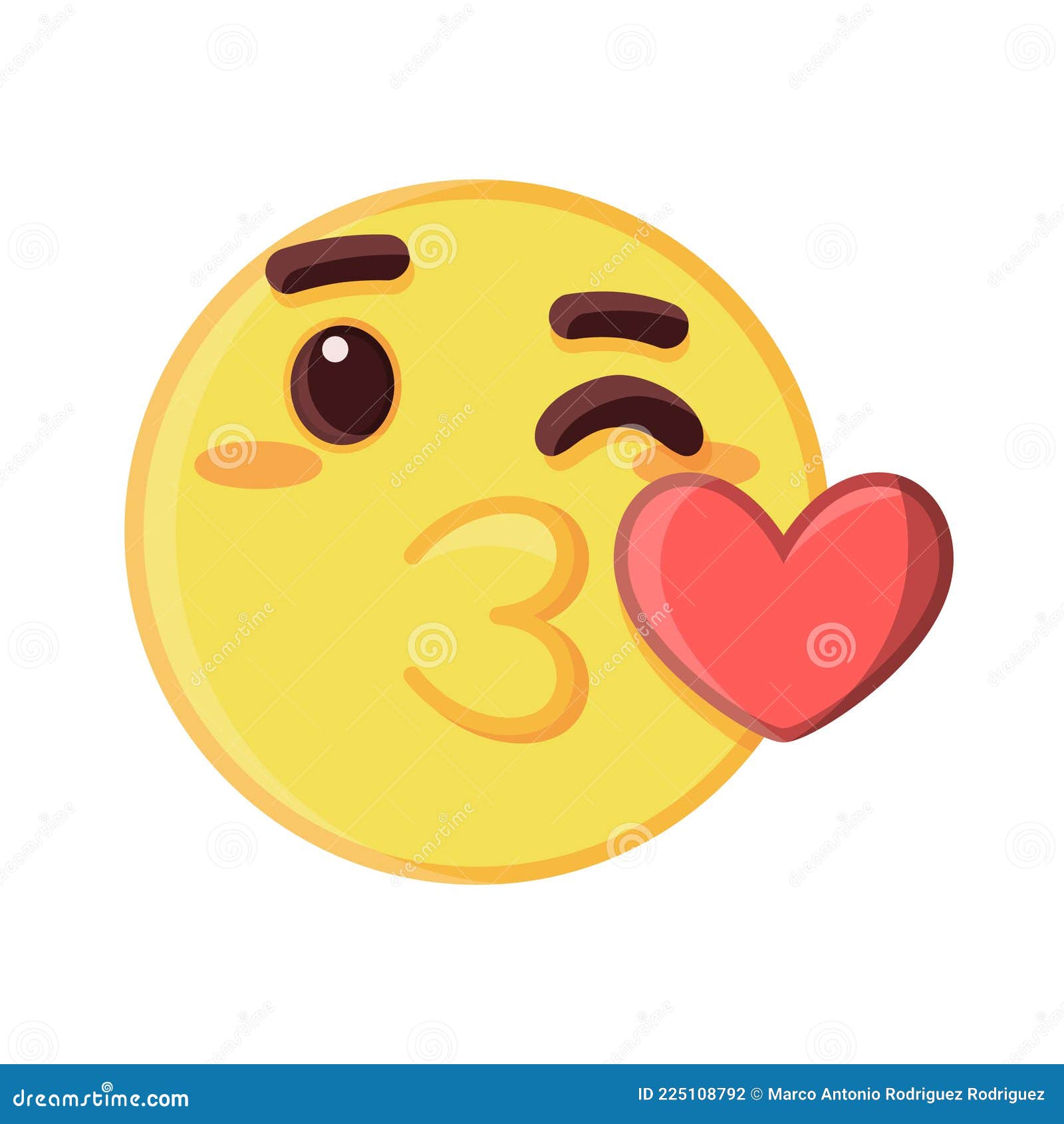 Isolated Face Emoji Kiss with Heart Stock Vector Illustration of cute