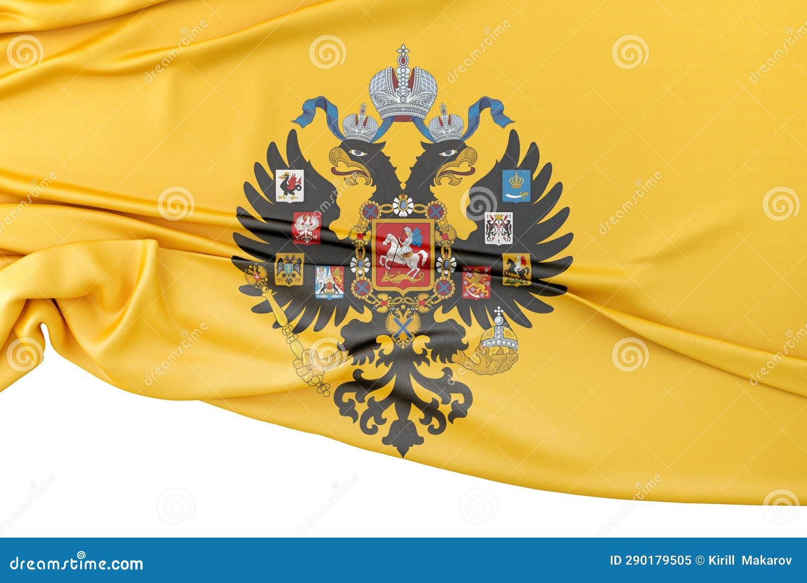 Isolated Flag of Russian Empire with Copy Space Below. 3D