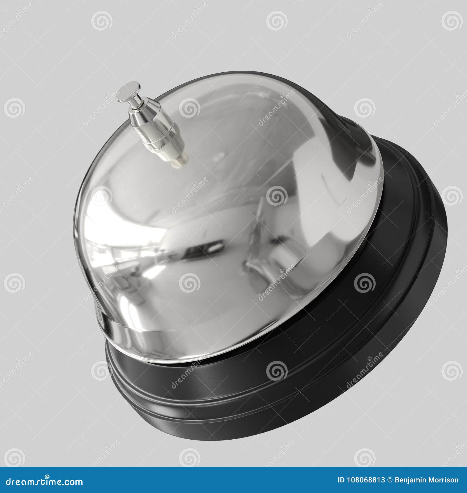 Isolated Floating Reception Bell on a Seamless Light Background Stock
