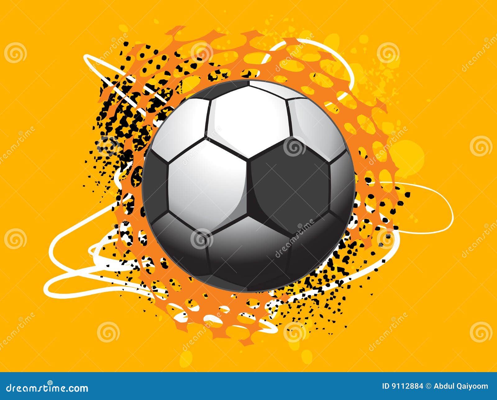 Isolated Football with Orange Background Stock Vector Illustration of event, background 9112884