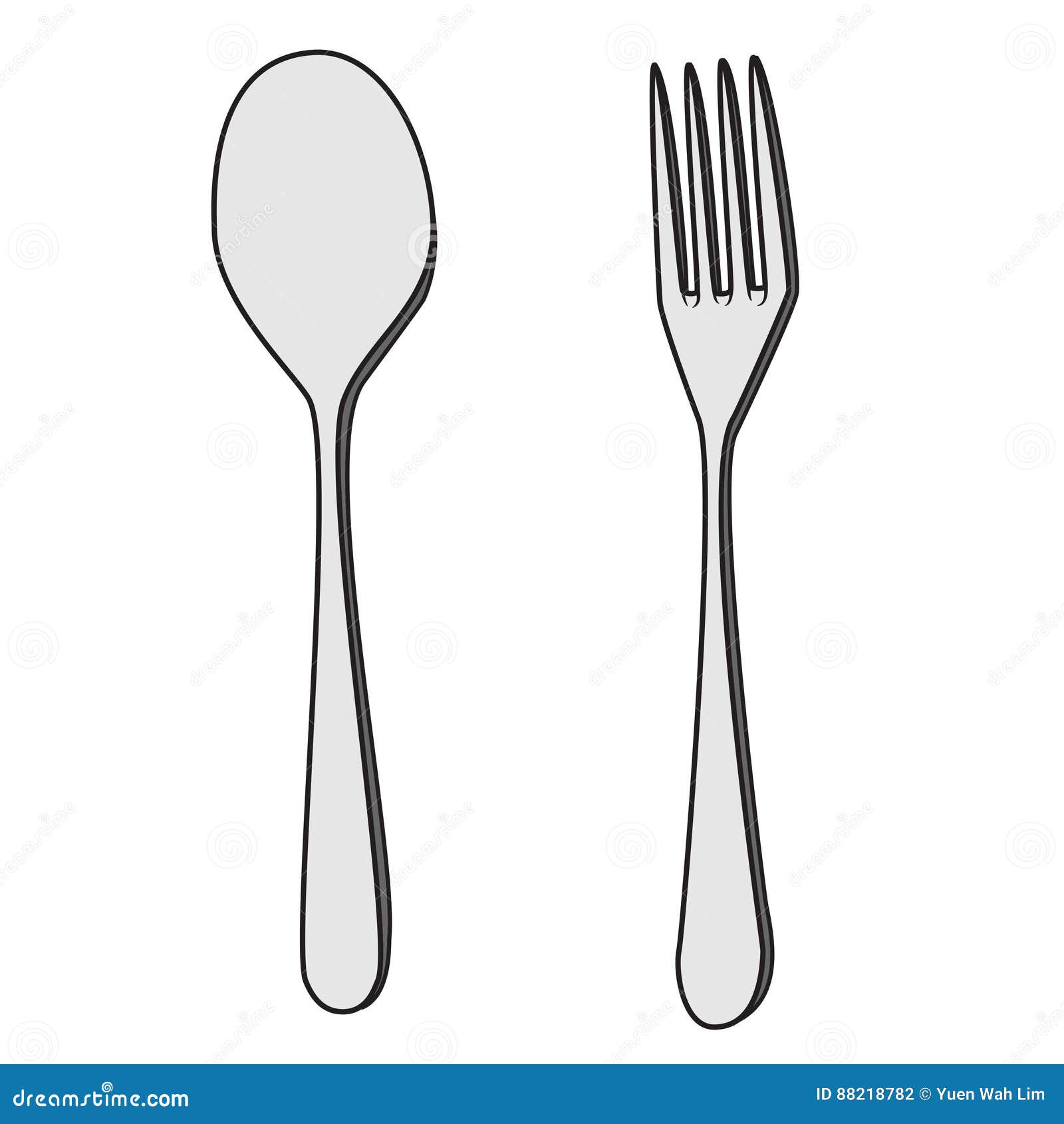 Isolated Fork and Spoon Cartoon Drawing Stock Vector - Illustration of  table, cutlery: 88218782