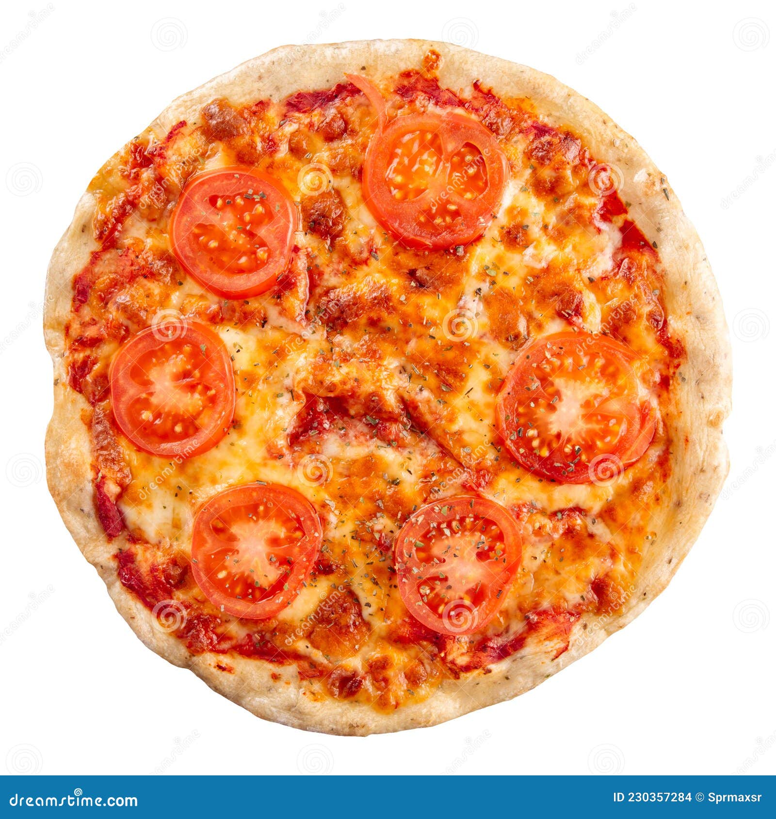 Isolated Fresh Margherita Pizza with Tomatoes Stock Photo Image of