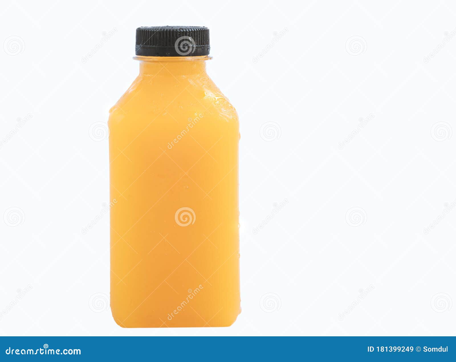 Orange Juice in Small Plastic Shaped Bottle Stock Image Image of