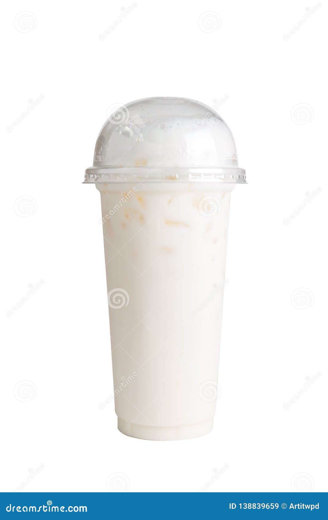 Download Isolated Front View Of Iced Fresh Milk In Plastic Cup With Plastic Cap. Studio Shot Stock Image ...