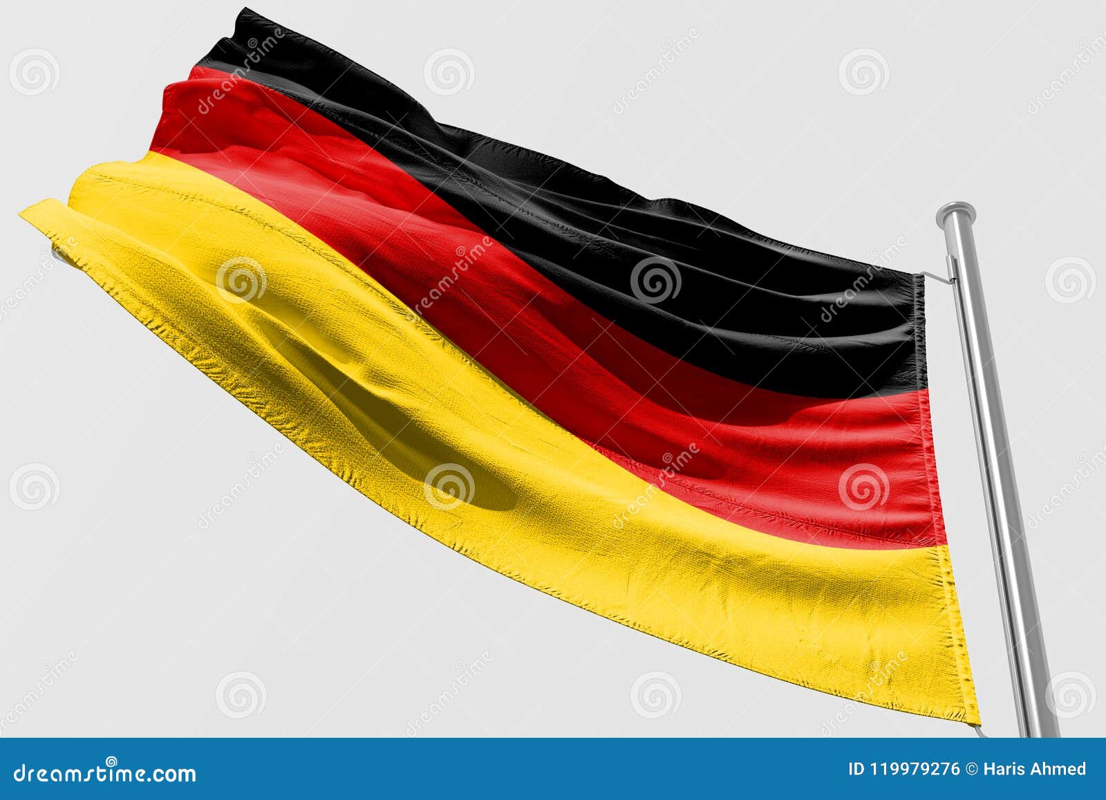 Isolated Germany Flag Waving, 3D Realistic Germany Flag Rendered Stock ...