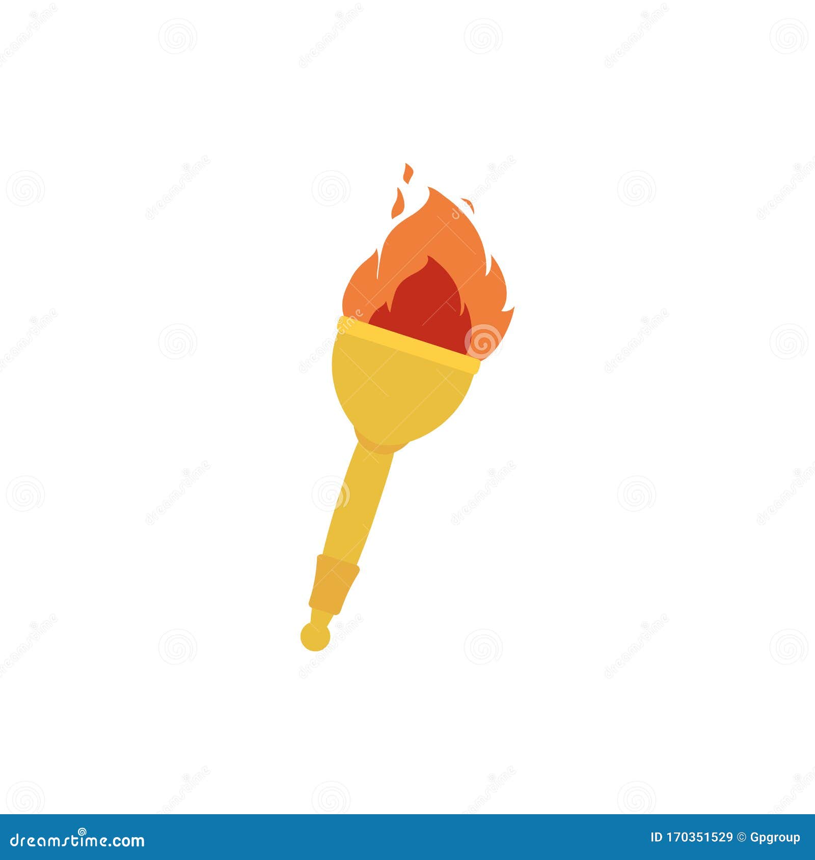 Isolated Gold Torch with Flame Vector Design Stock Vector