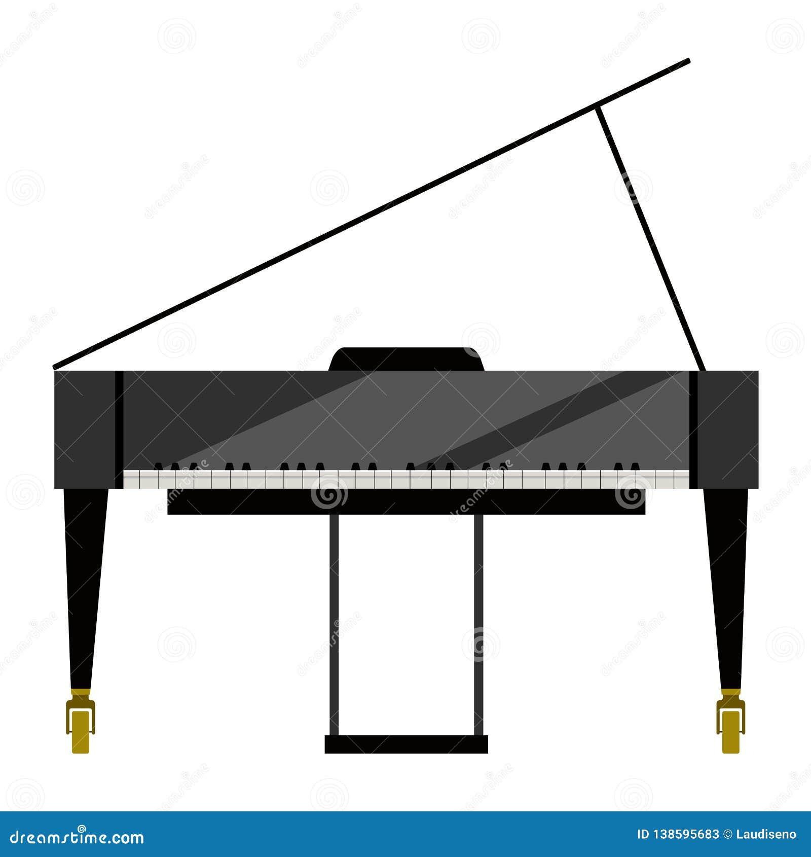 Isolated grand piano image stock vector. Illustration of object - 138595683